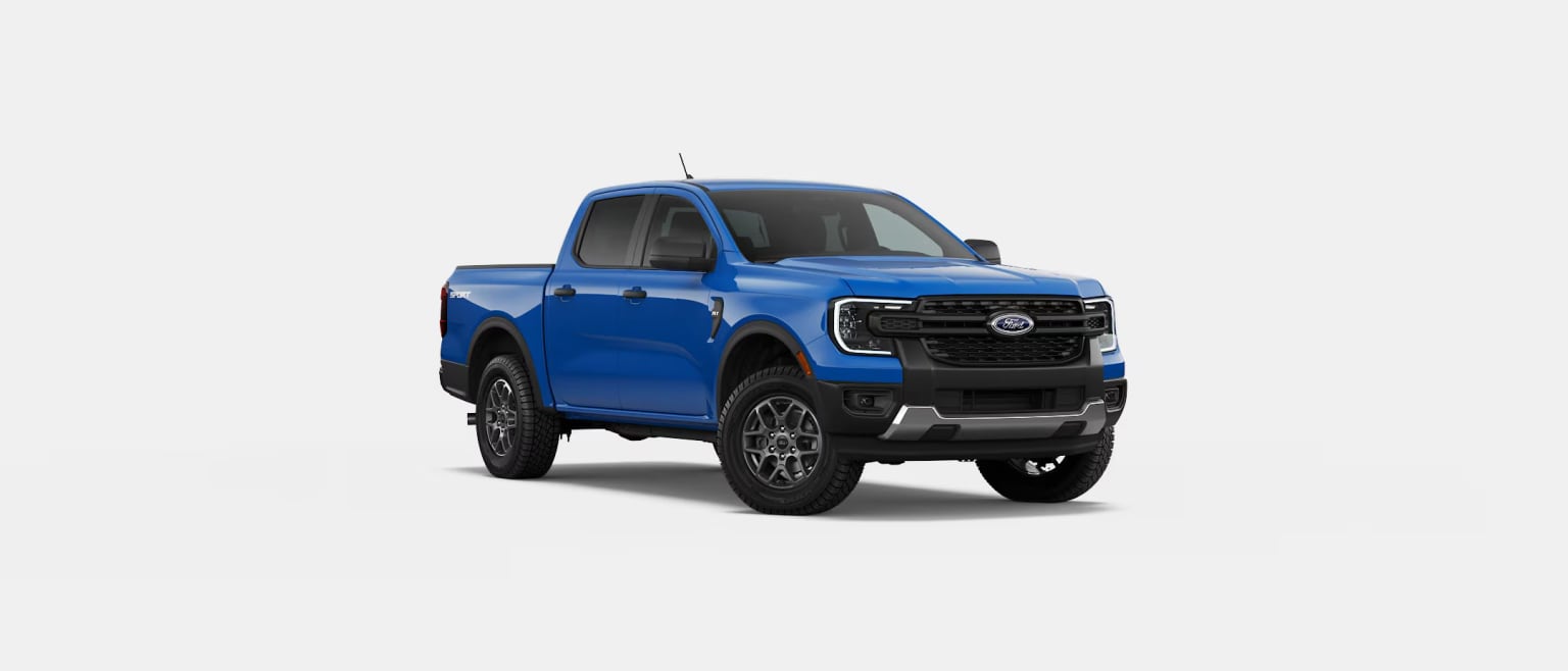 Off-road pickup truck in blue color against a white background.