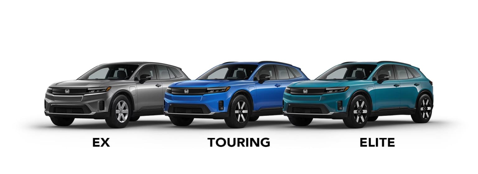 Three SUVs are displayed in front of a white background.