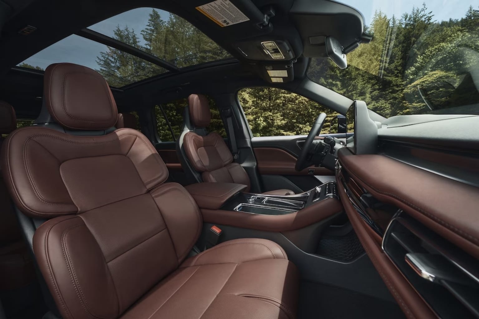 2025 Lincoln Aviator Front seats with panoramic moon roof in view copy