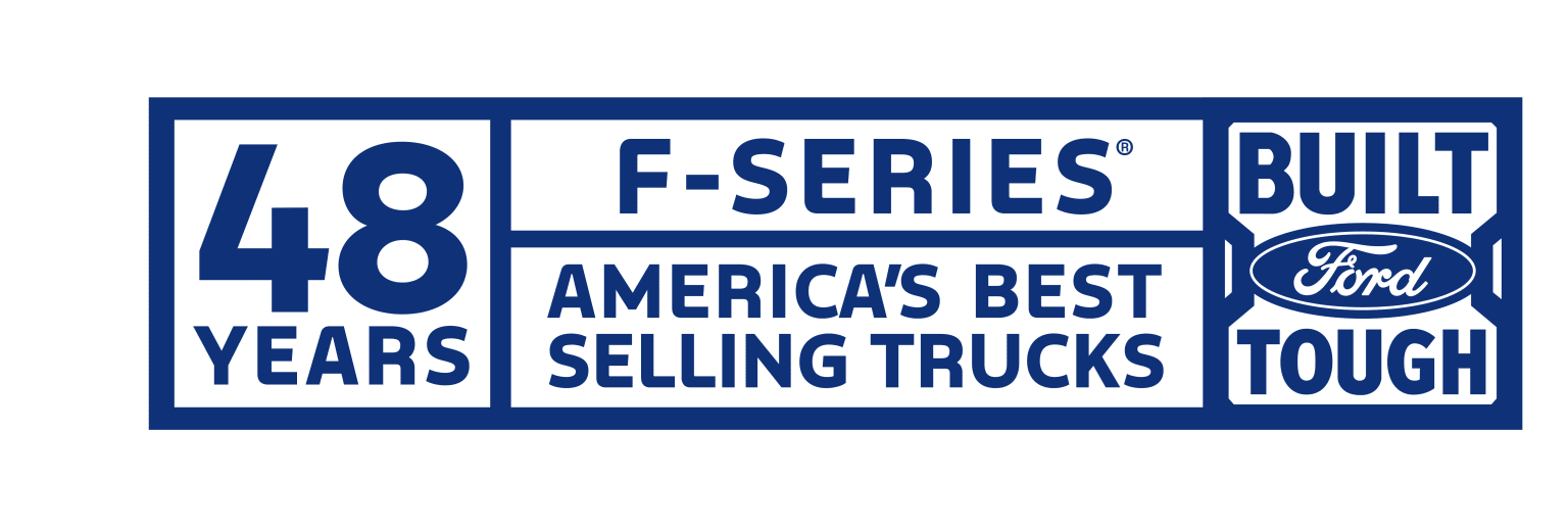 The image displays the text "America's Best Selling Trucks" against a blue background, with the number "48 Years" prominently featured.