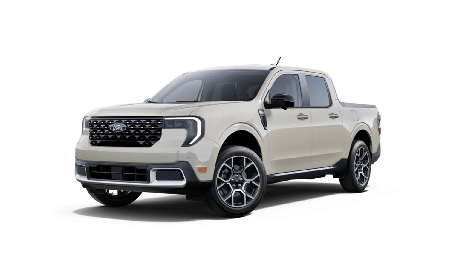A white pickup truck with a rugged, off-road design against a plain white background.