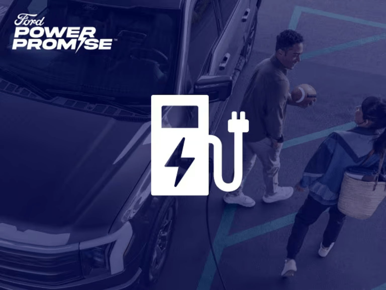 The image shows a manufacturer's Power Promise logo on a vehicle beside an electric charging station icon, indicating it might be an electric or hybrid model.