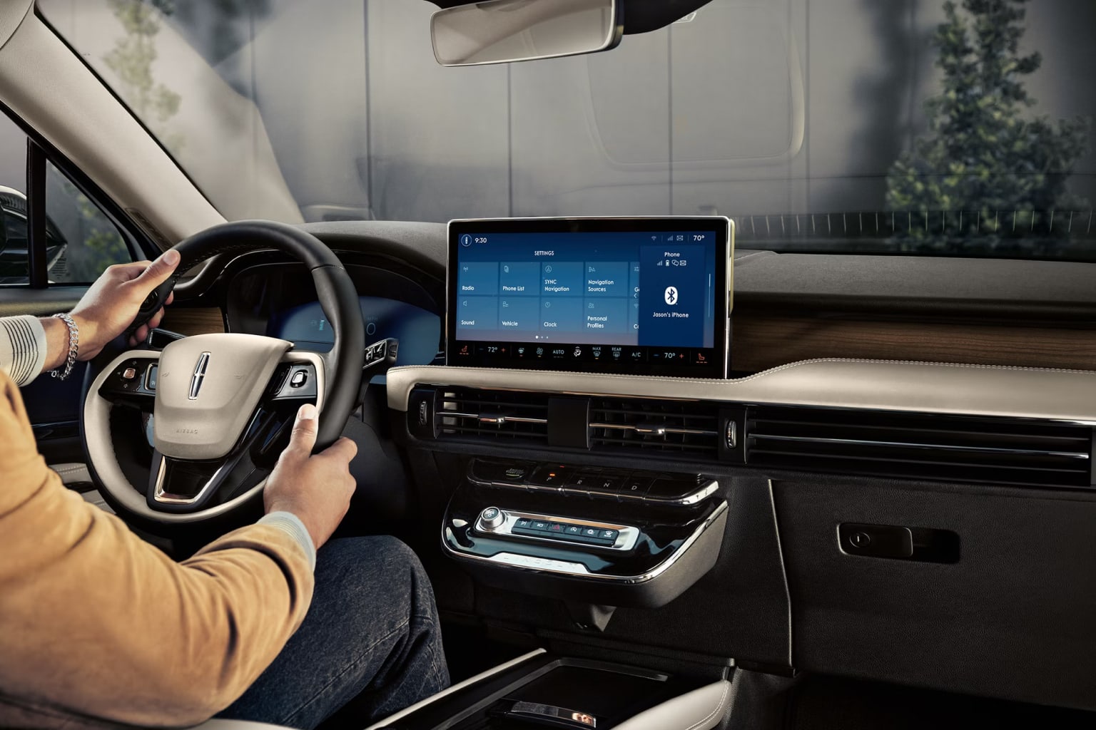 Lincoln Corsair interior with touchscreen infotainment system, digital interface, and premium cabin design