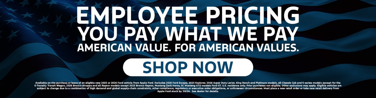 "Employee pricing you pay what we pay American value. For American values." with a "Shop now" button