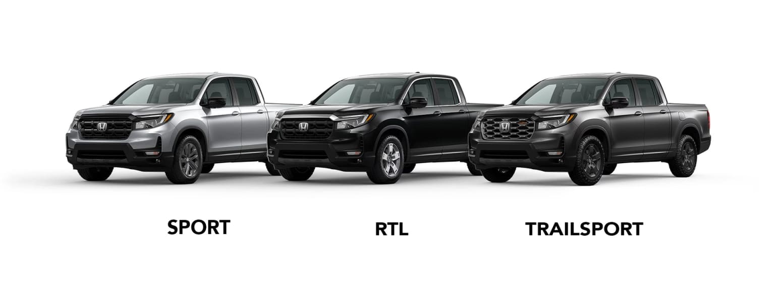 Three trucks labeled "SPORT," "RTL," and "TRAILSPORT" in a white background.