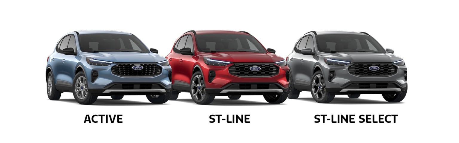 Three different models of a compact SUV in blue, red, and gray colors, displayed in a side-by-side arrangement highlighting their unique designs and features.