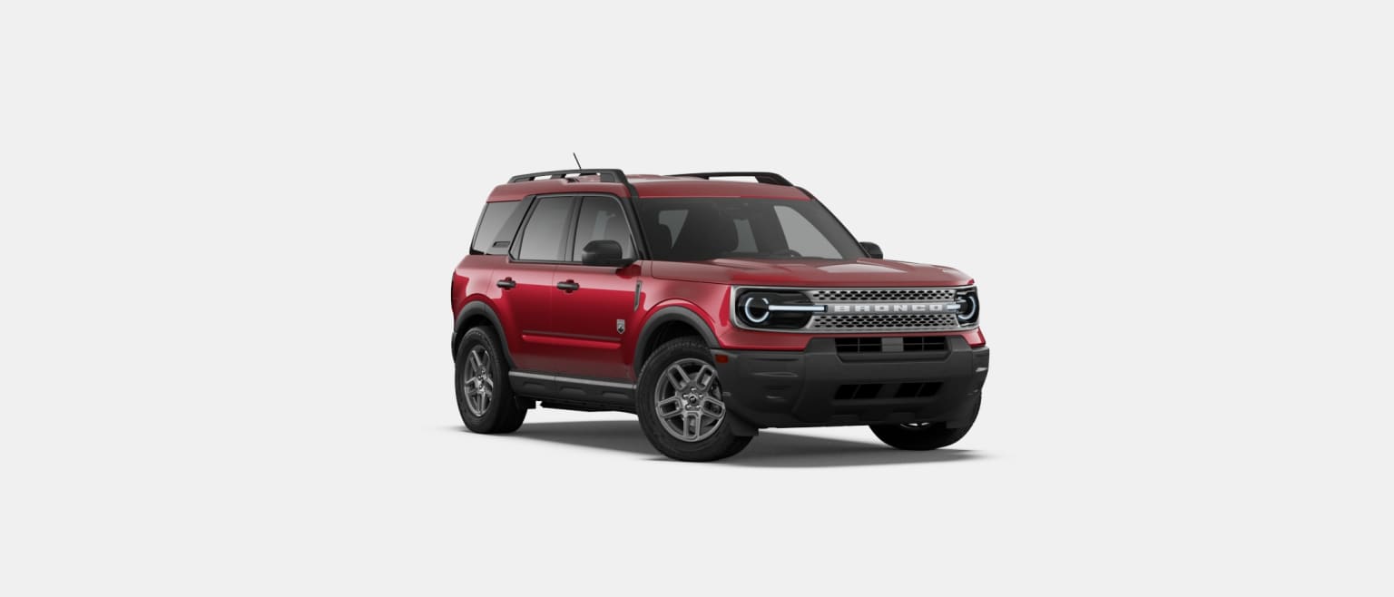 A red SUV is presented against a plain white background.