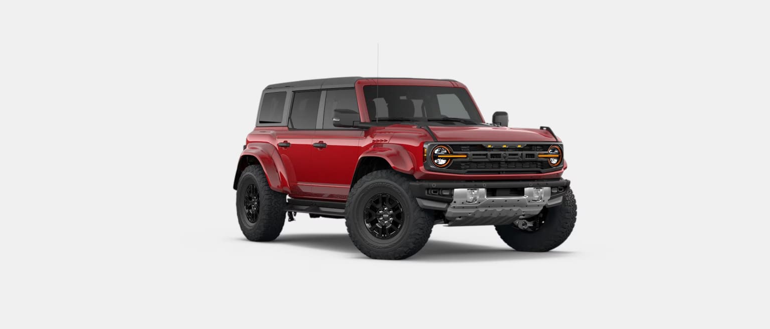 A red SUV is positioned on a plain white background.