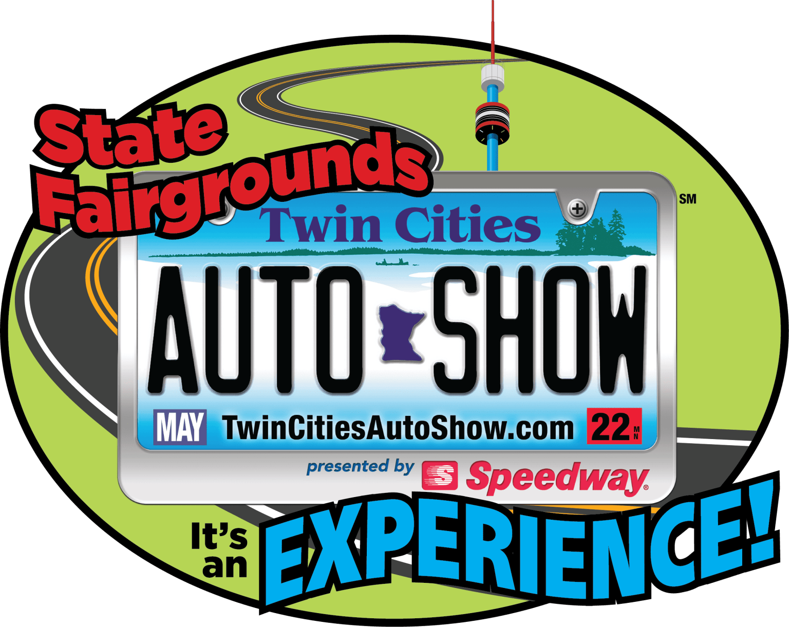 a picture of a sign that says state fairgroundss twin cities auto show on it's side