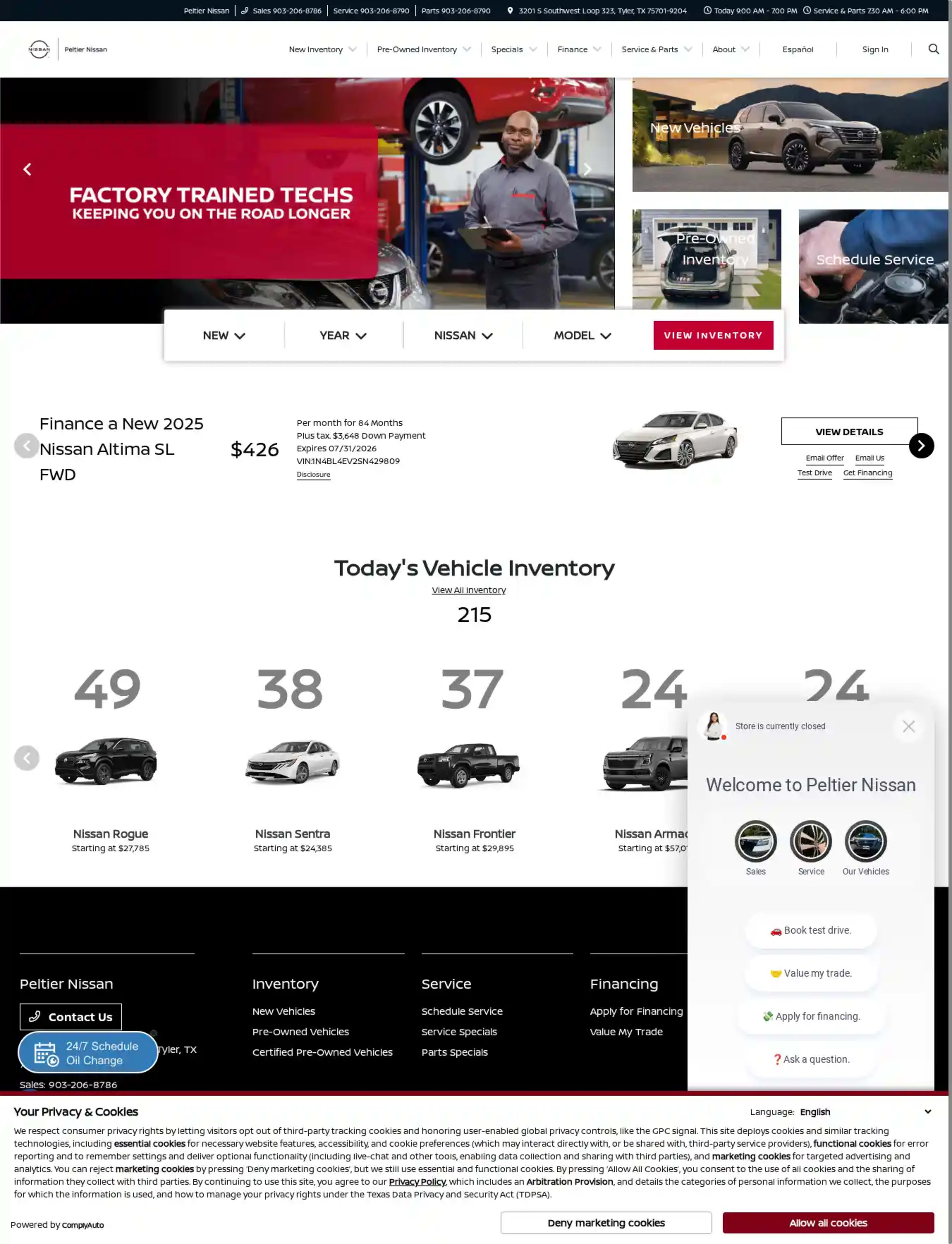 Screenshot of Peltier Nissan