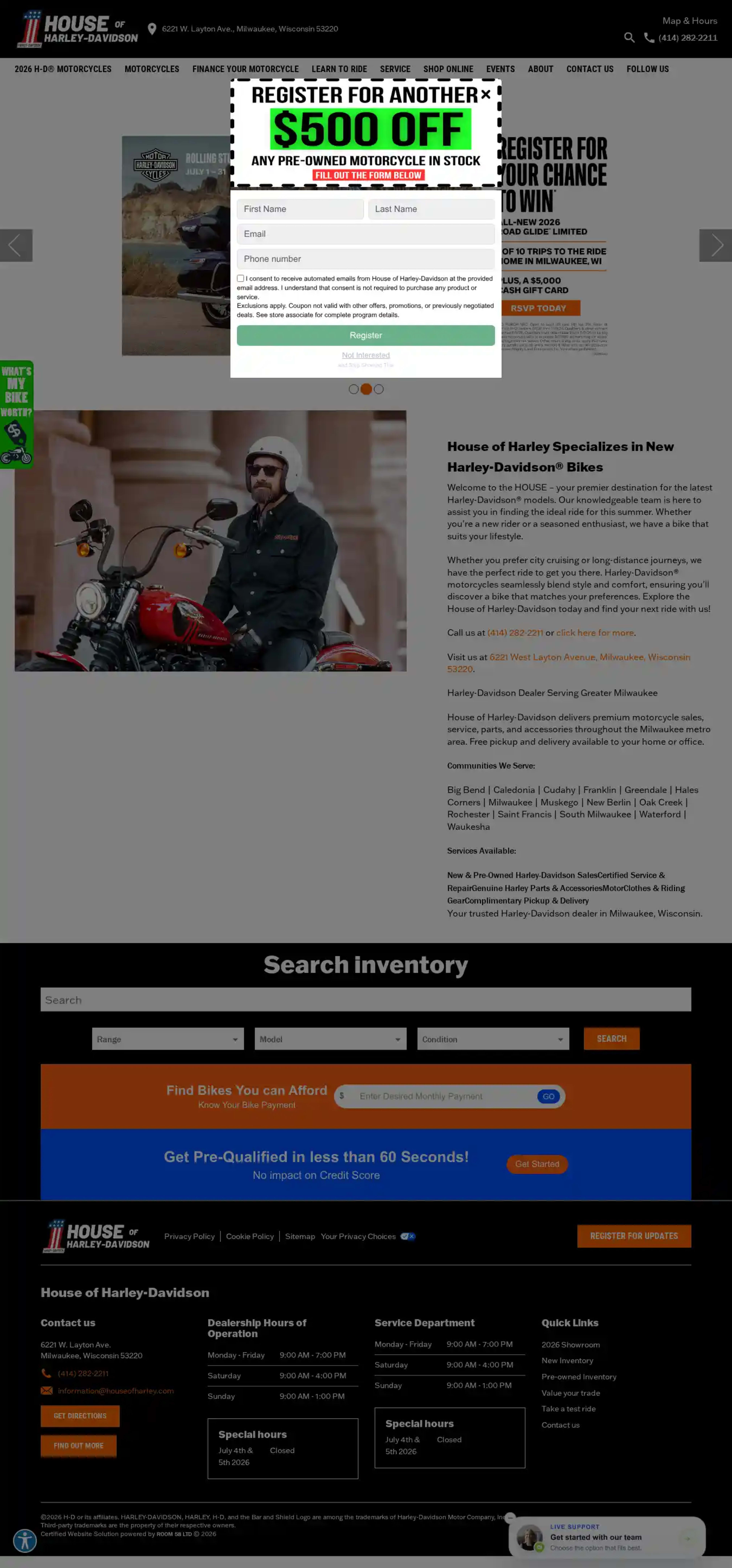 Screenshot of House of Harley-Davidson