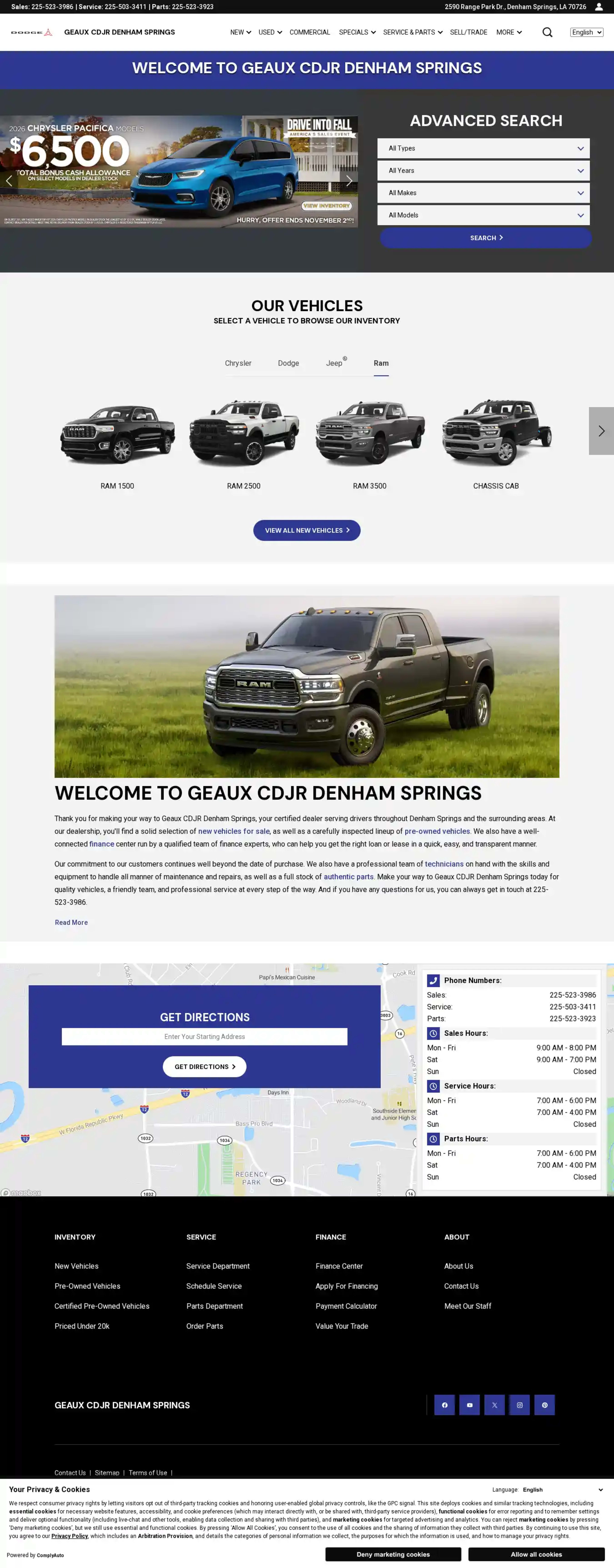 Screenshot of Geaux CDJR Denham Springs