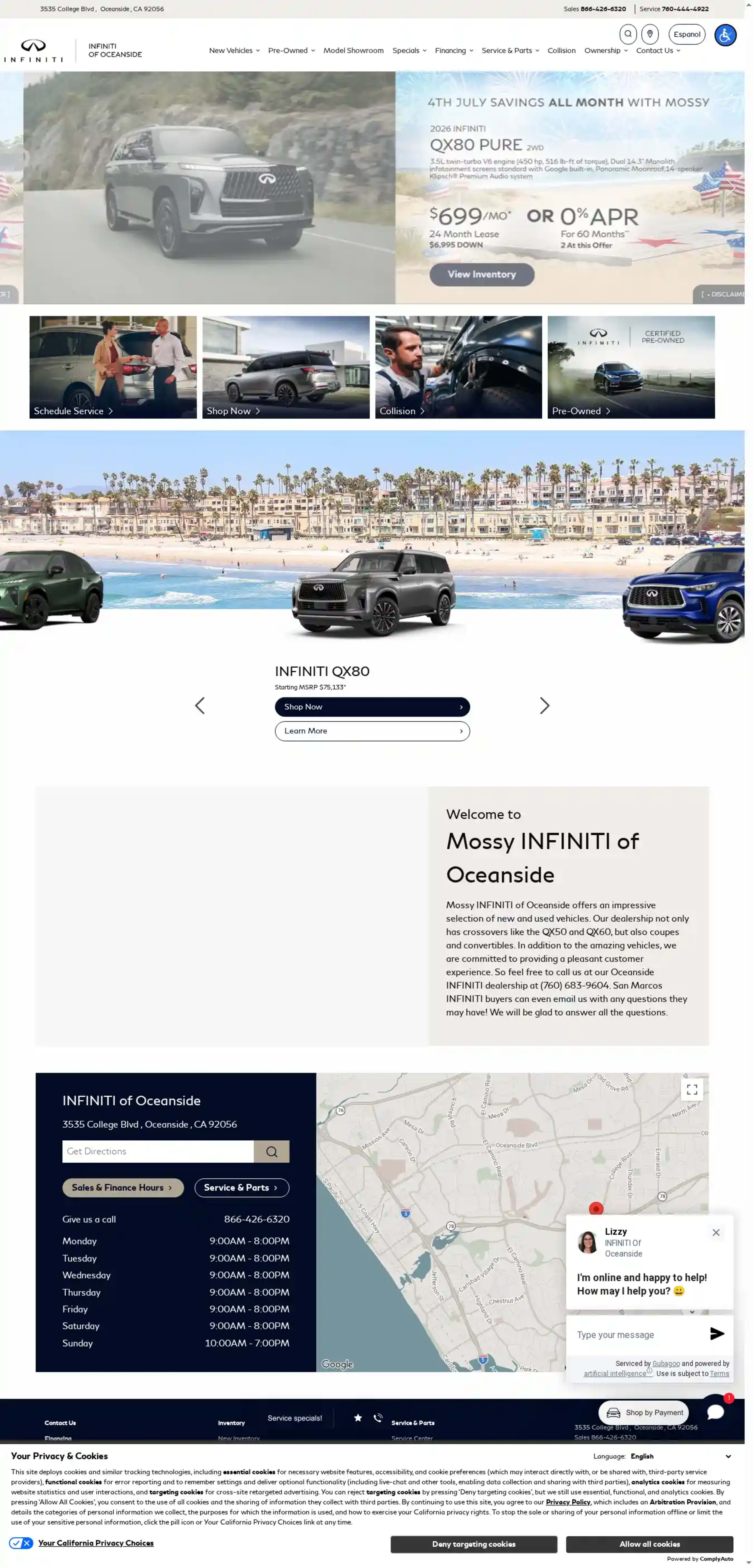 Screenshot of INFINITI of Oceanside