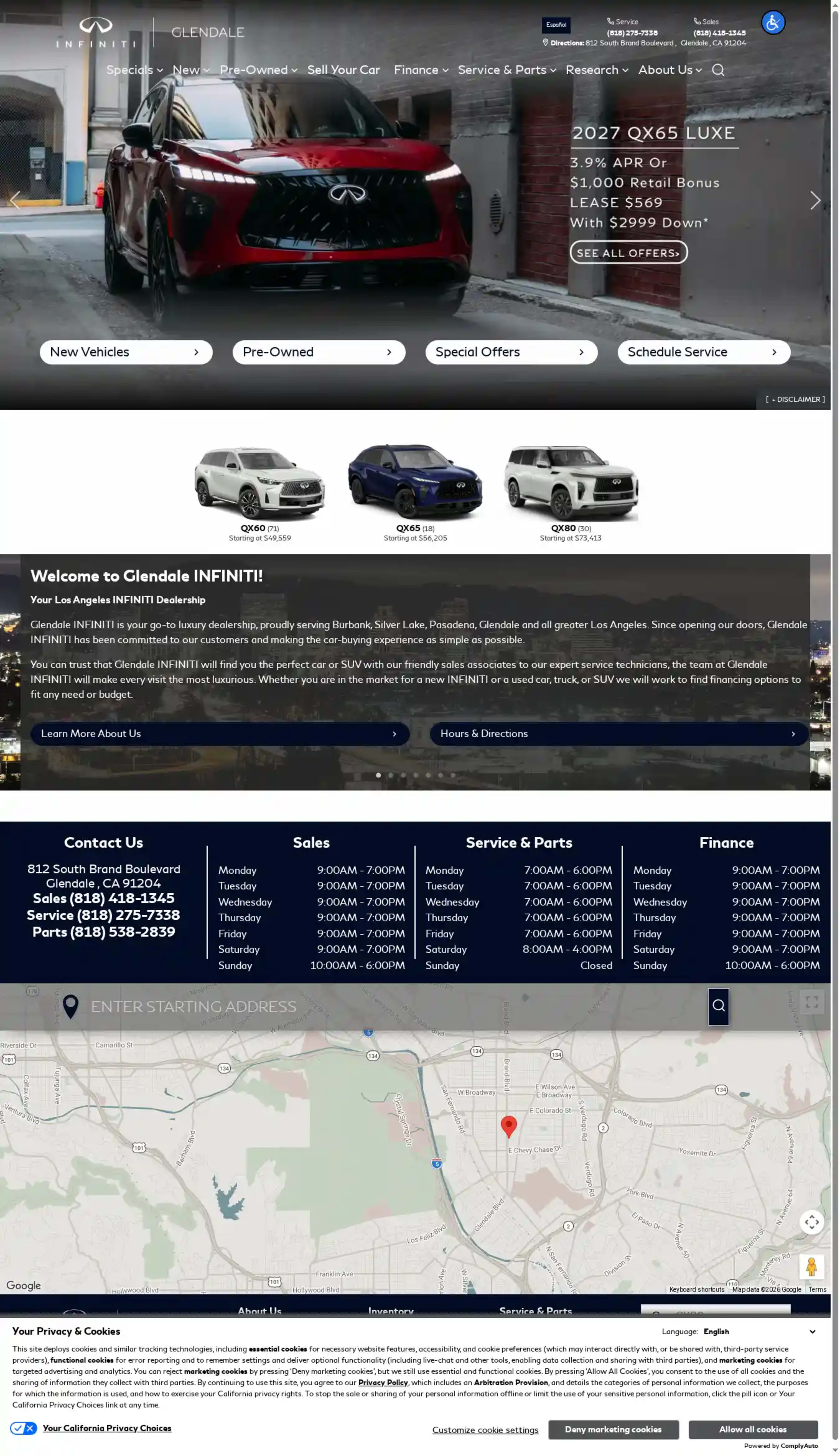 Screenshot of Glendale INFINITI