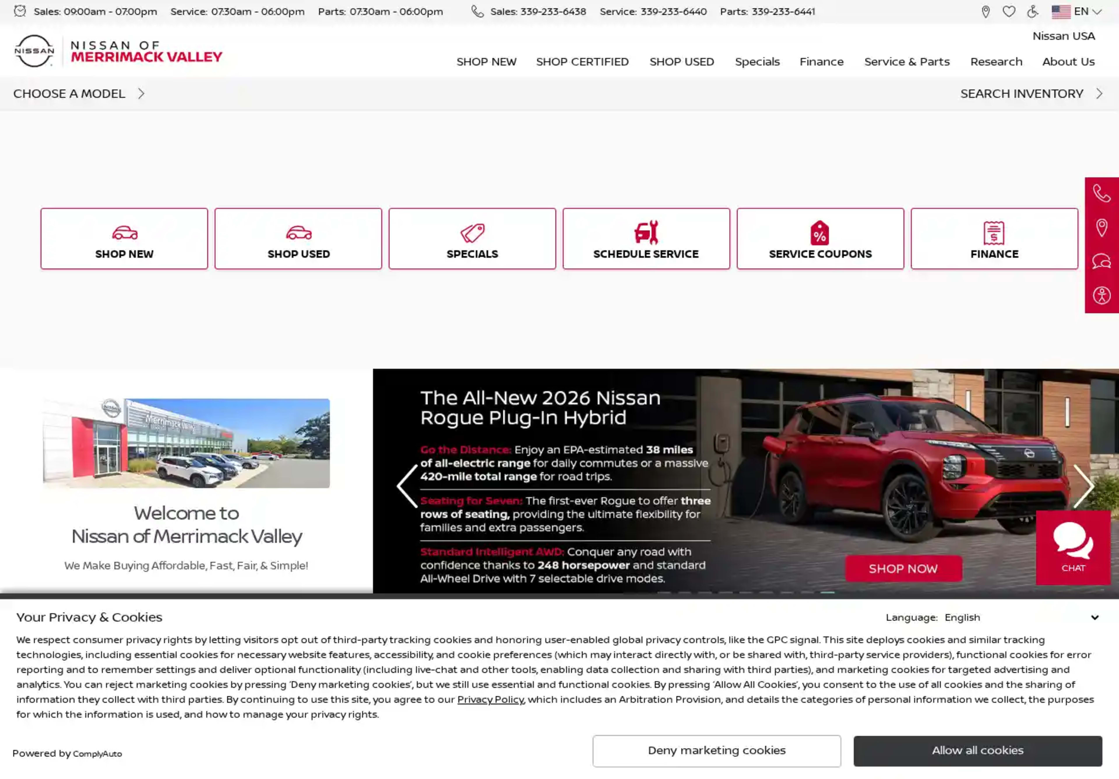 Screenshot of Nissan of Merrimack Valley