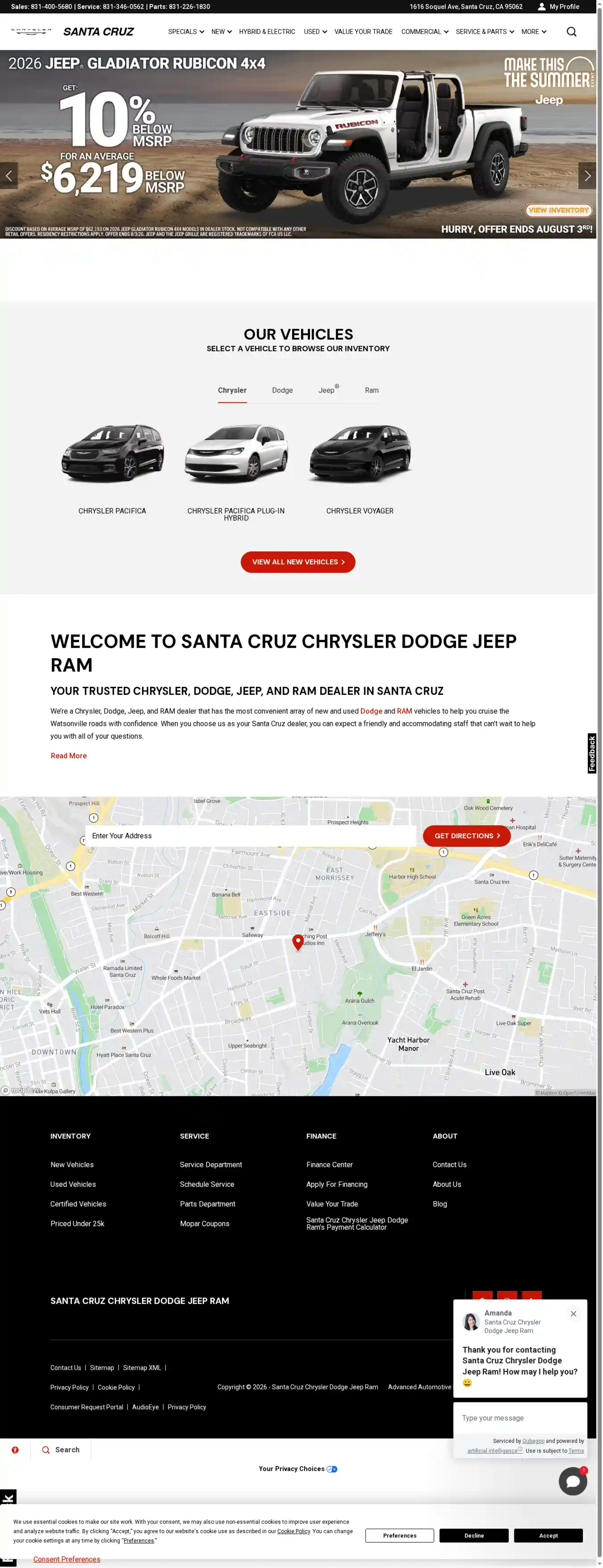 Screenshot of Santa Cruz Chrysler Dodge Jeep Ram