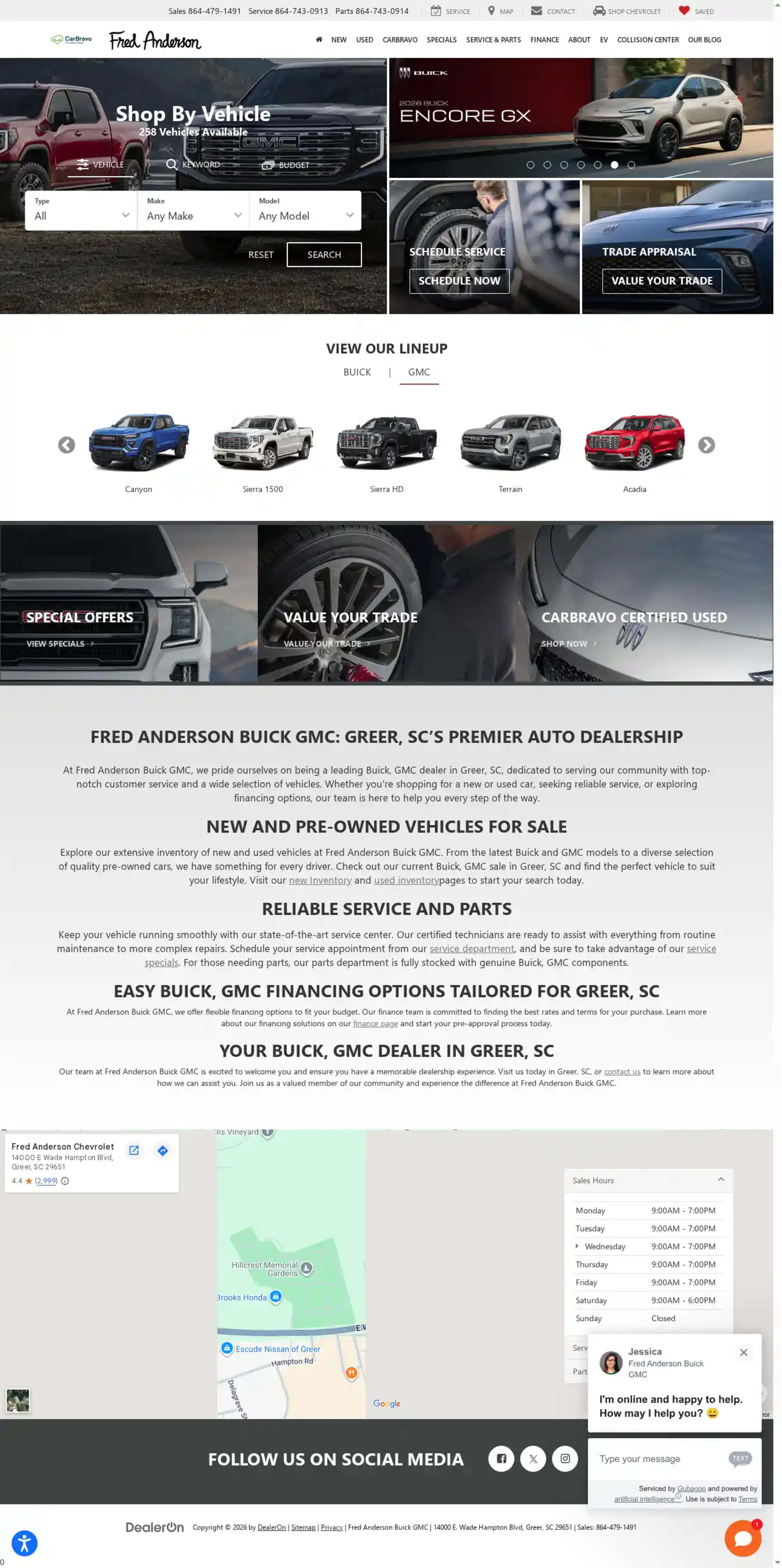 Screenshot of Fred Anderson Buick GMC