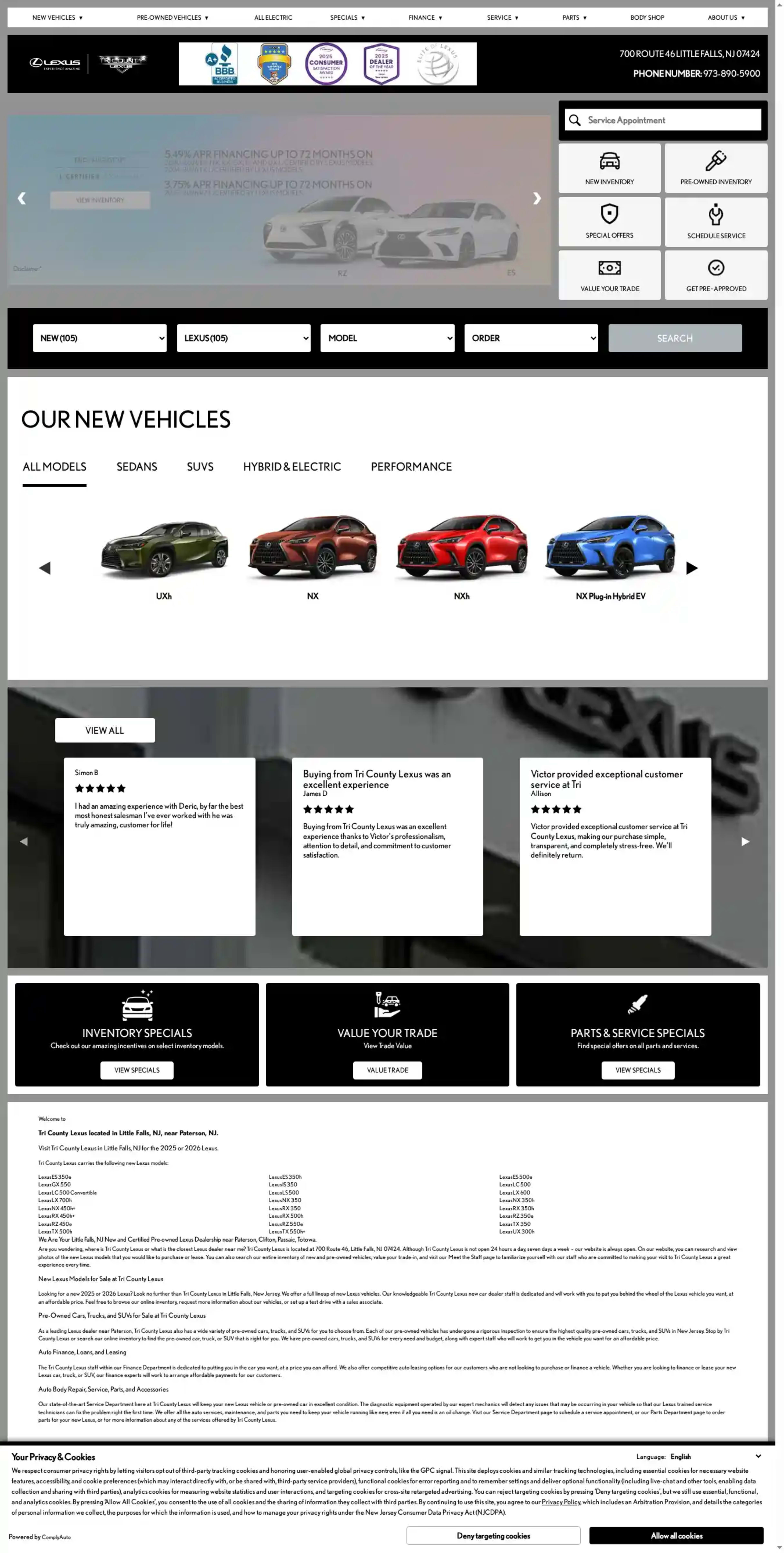 Screenshot of Tri County Lexus