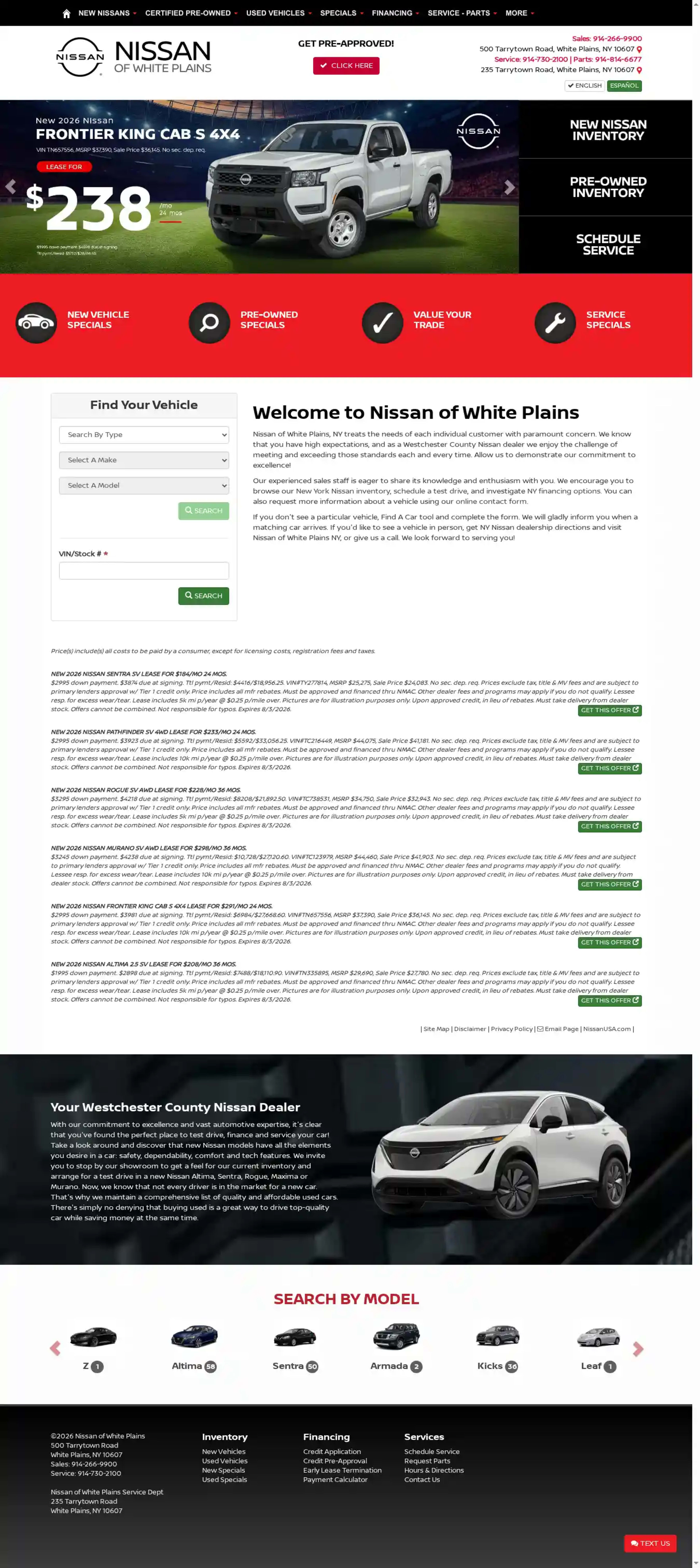 Screenshot of Nissan of White Plains