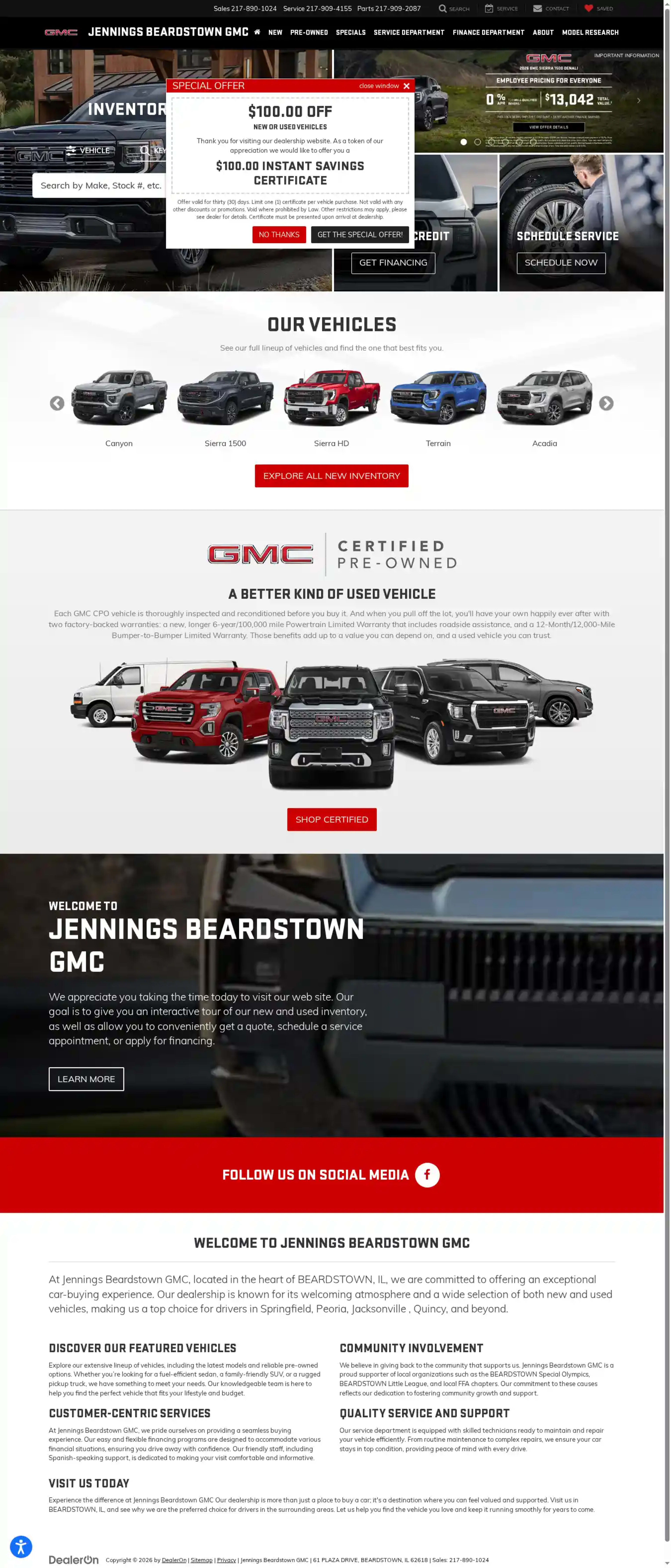 Screenshot of Jennings Beardstown GMC