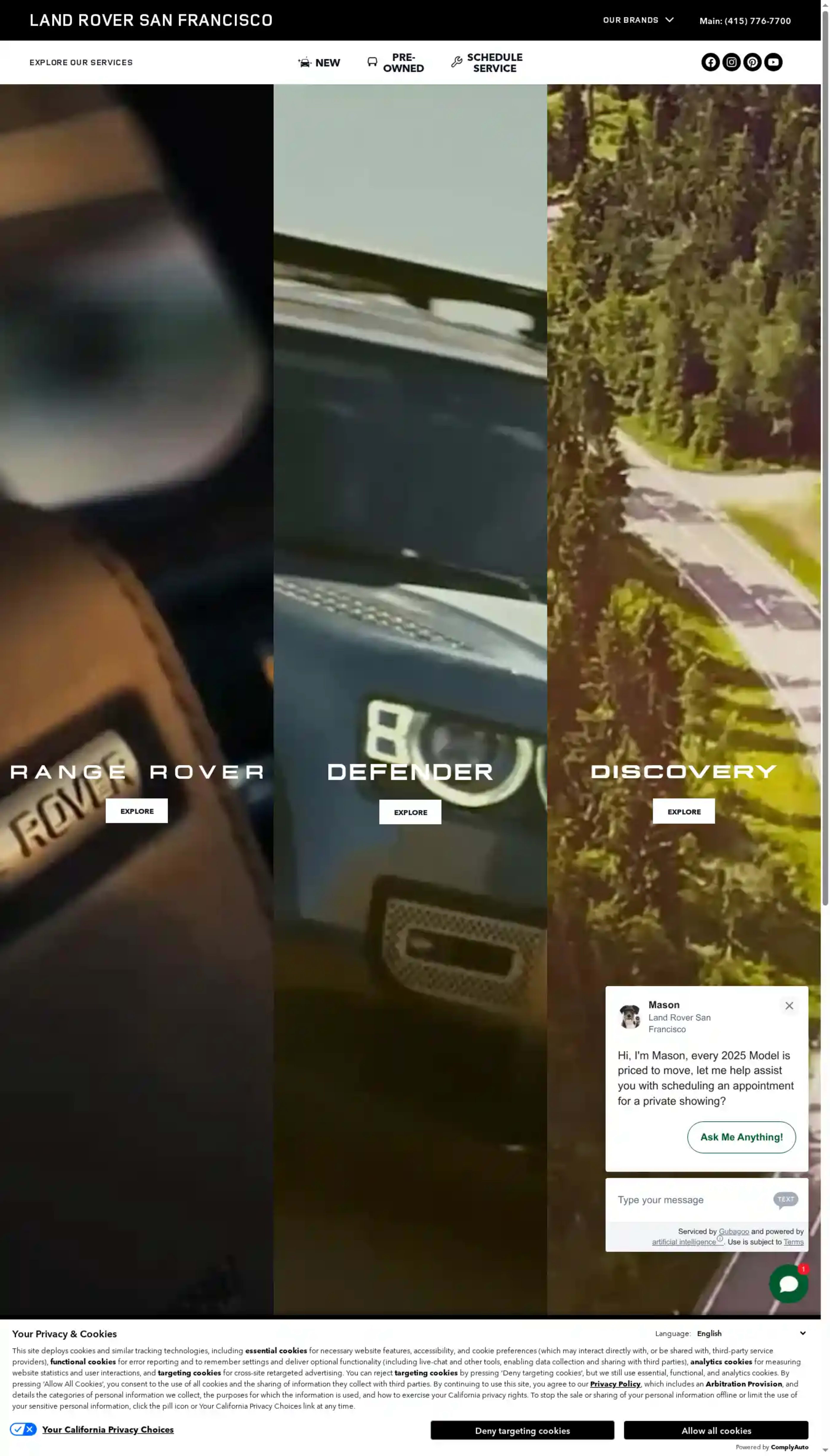 Screenshot of Land Rover San Francisco