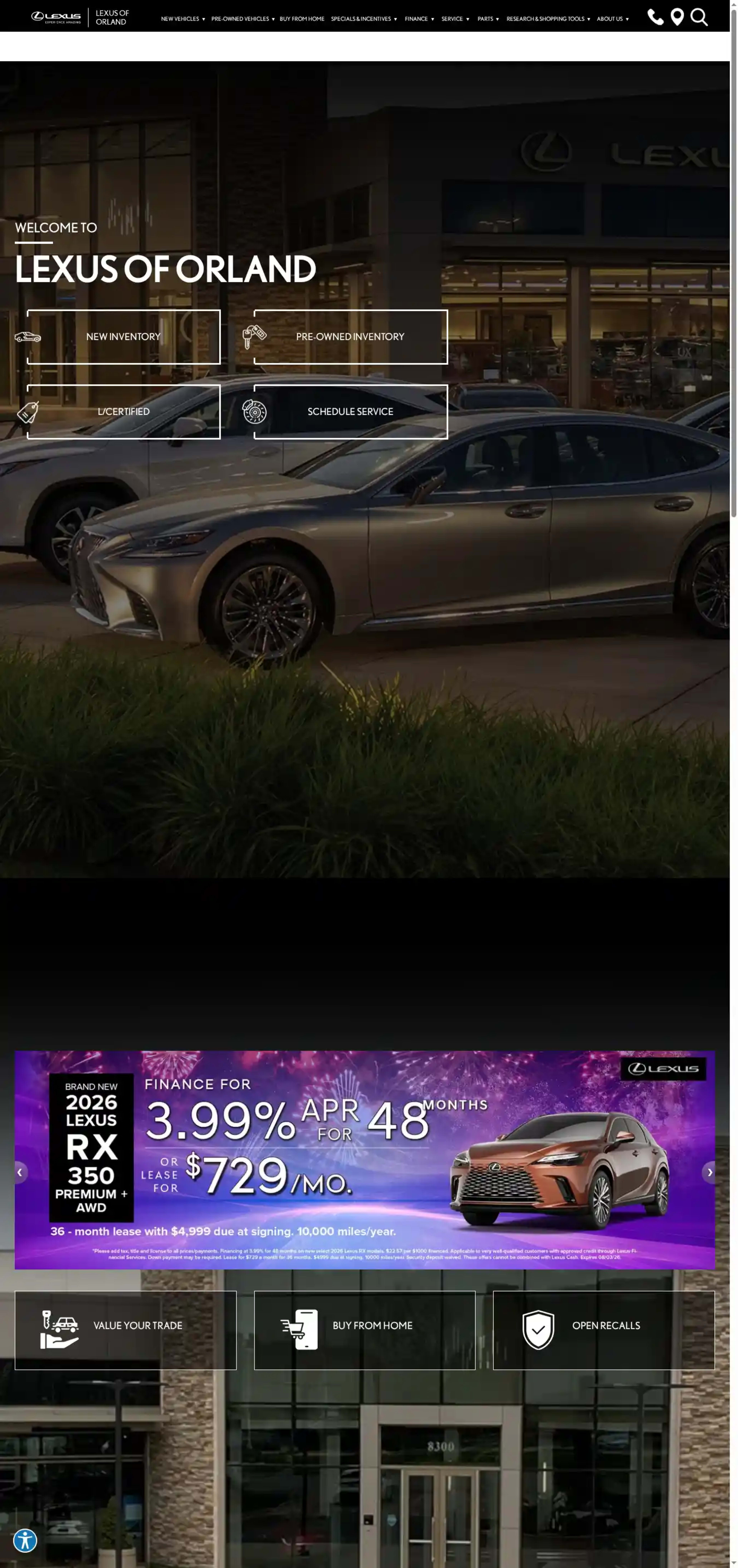 Screenshot of Lexus of Orland