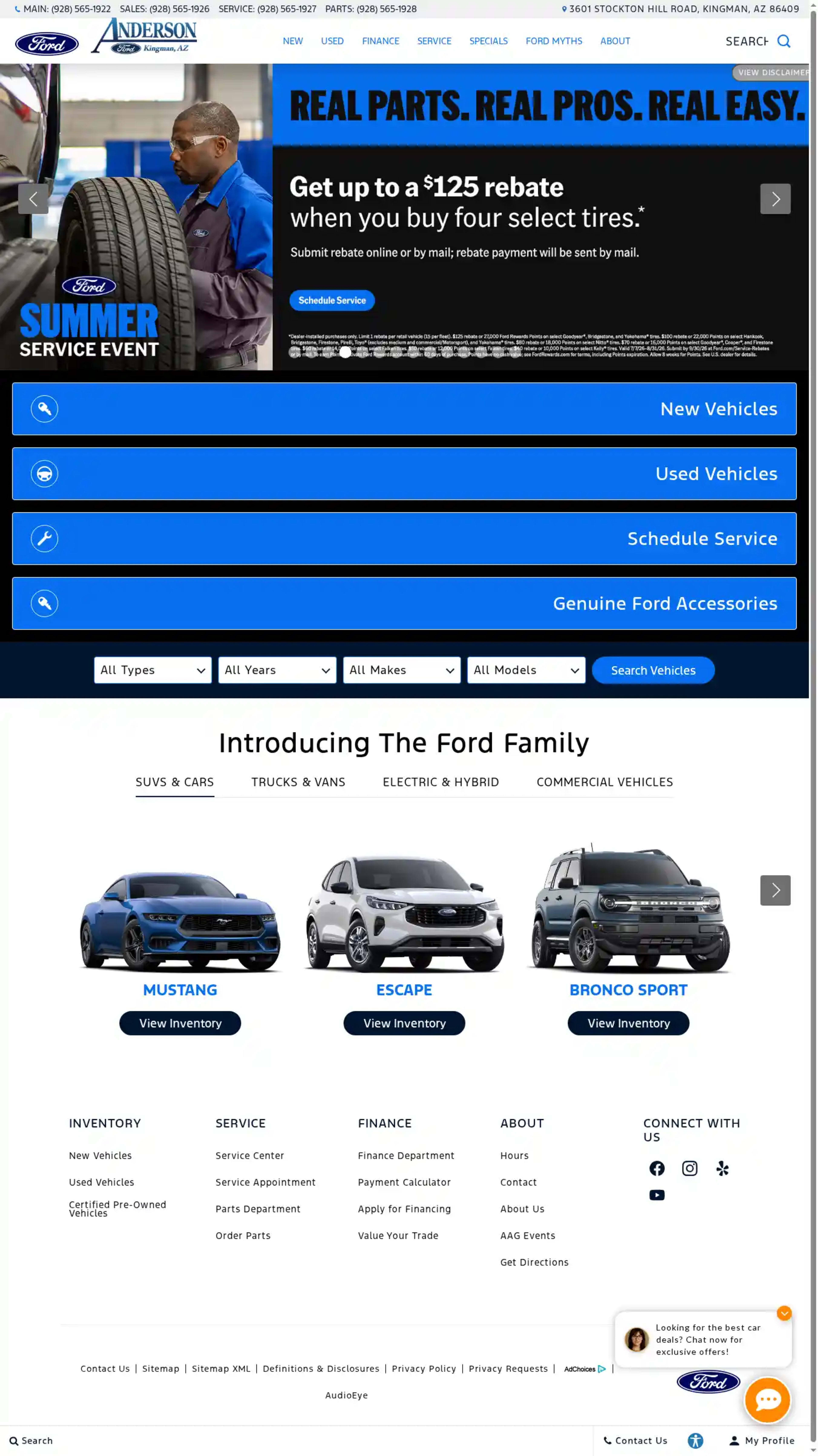 Screenshot of Anderson Ford Kingman