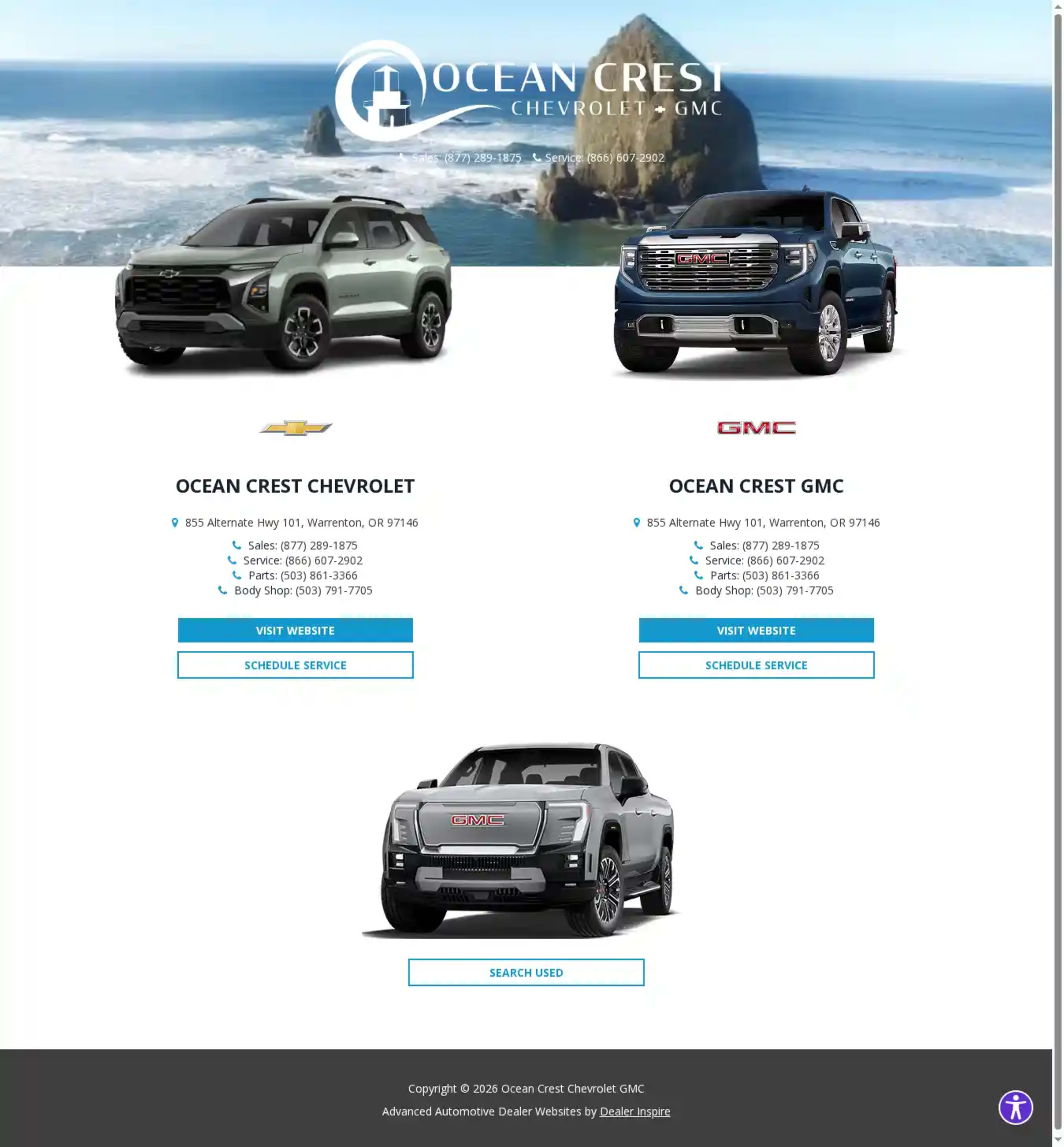 Screenshot of Ocean Crest Chevrolet GMC