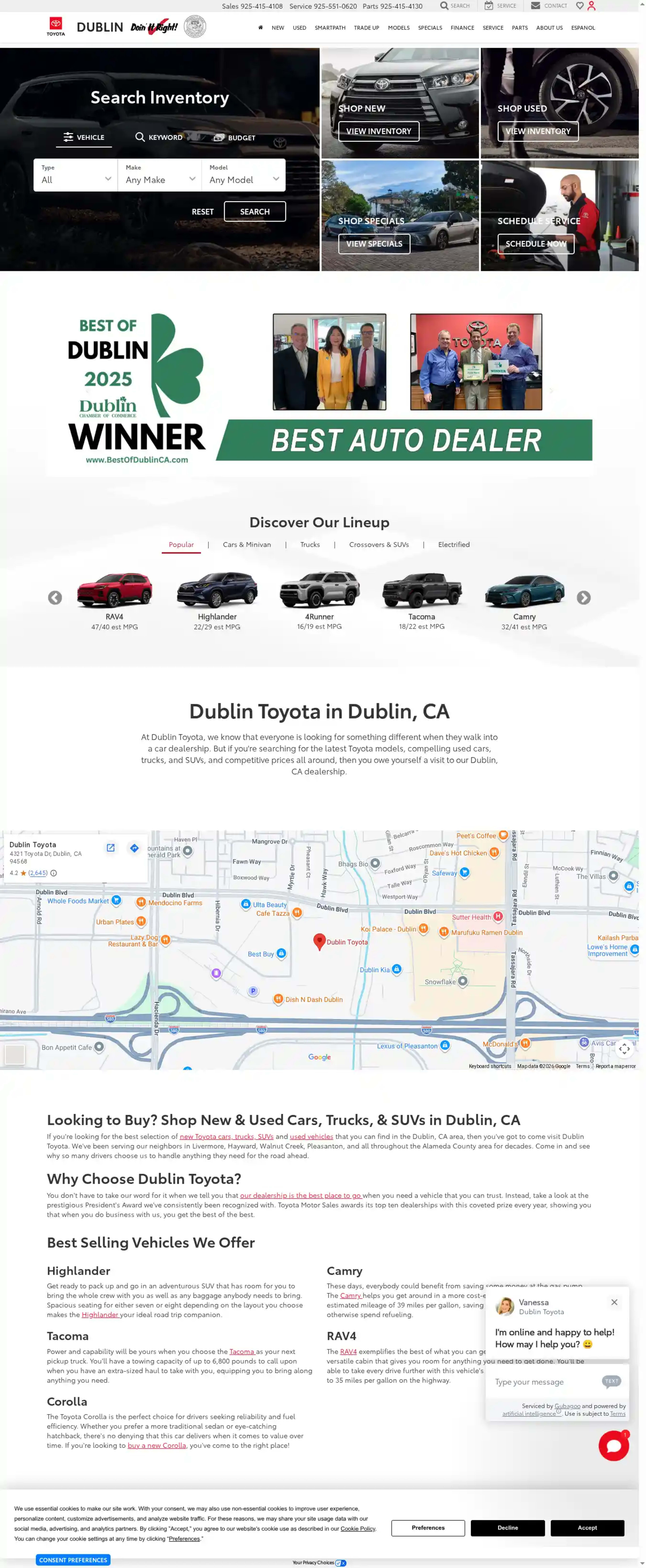 Screenshot of Dublin Toyota
