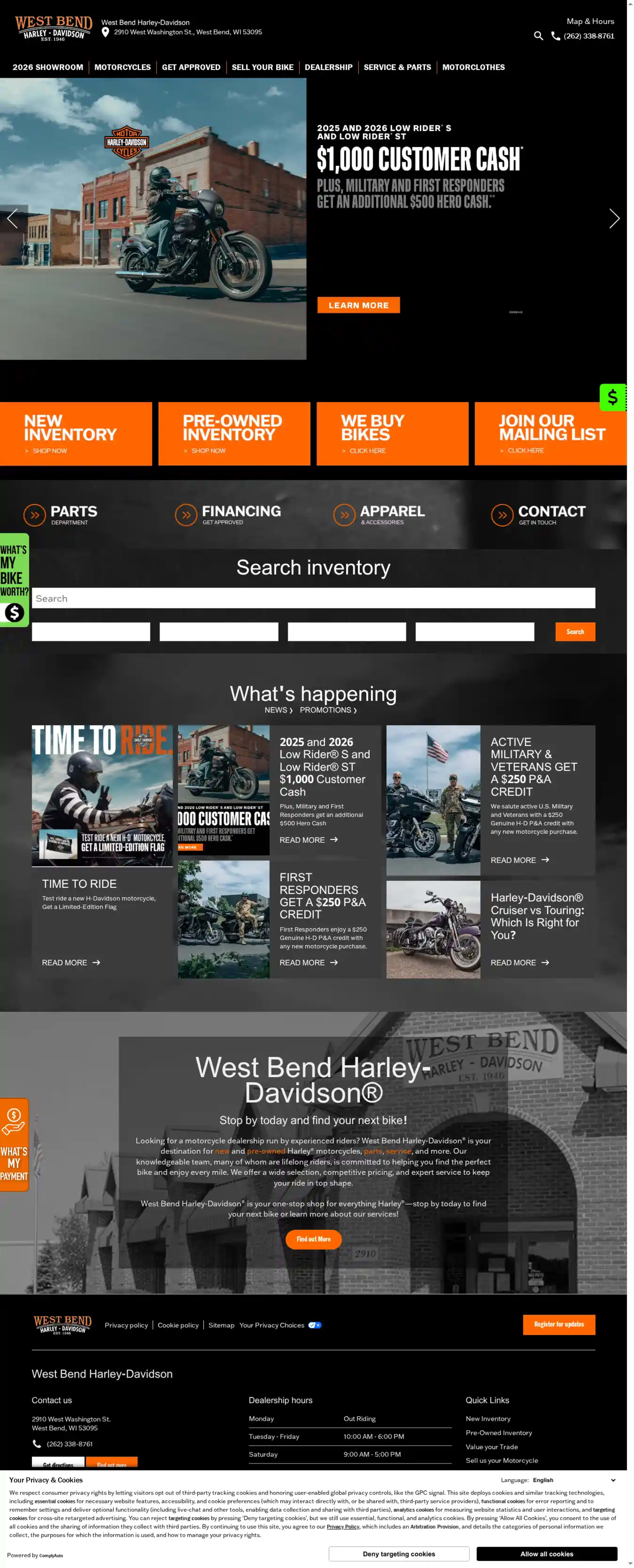 Screenshot of West Bend Harley-Davidson