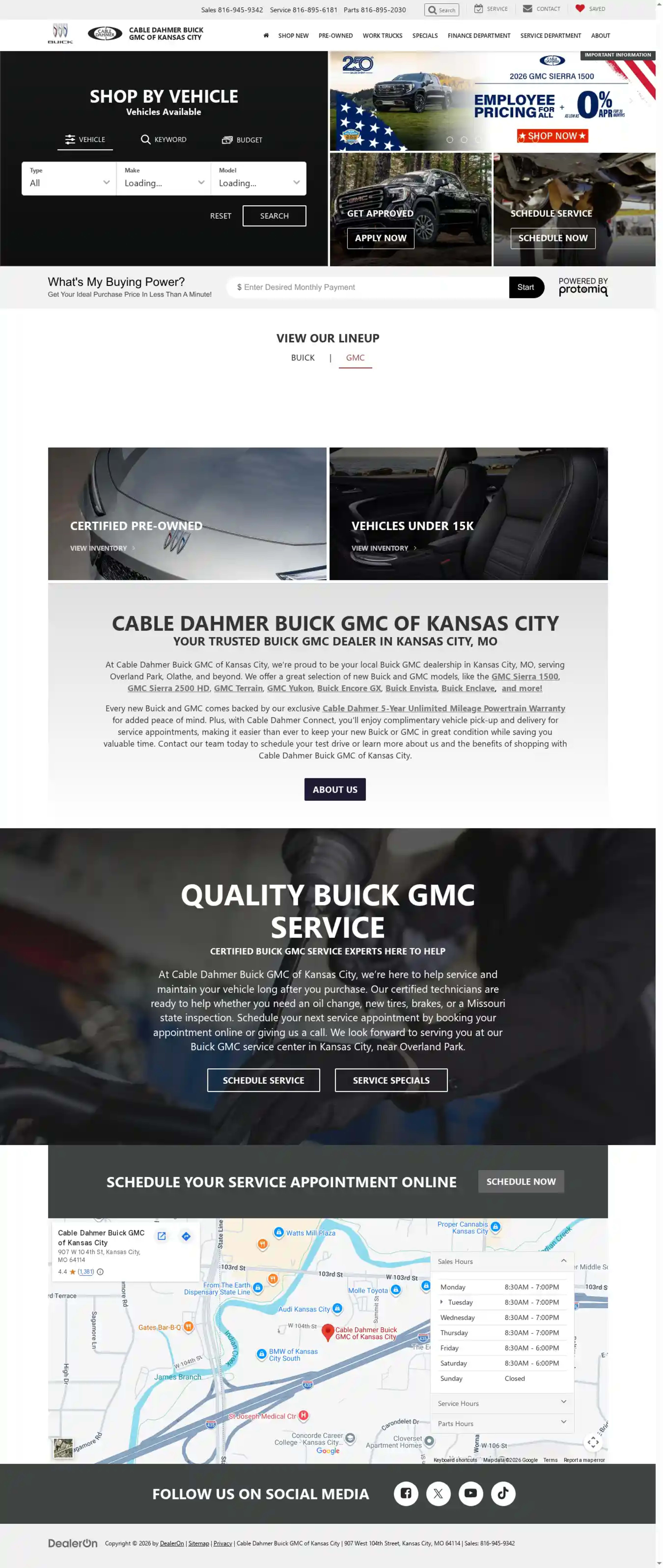 Screenshot of Cable Dahmer Buick GMC of Kansas City
