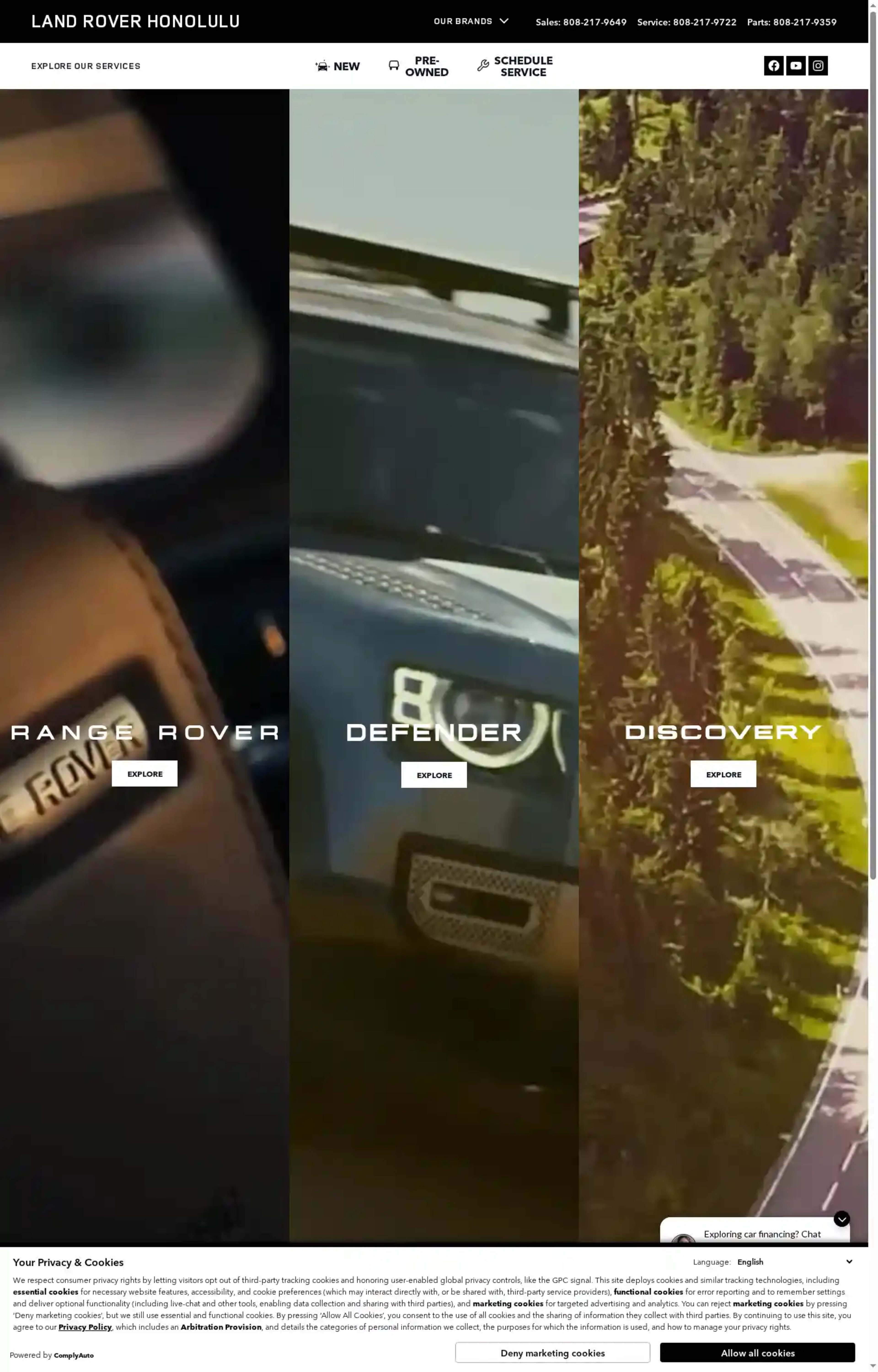 Screenshot of Land Rover Honolulu