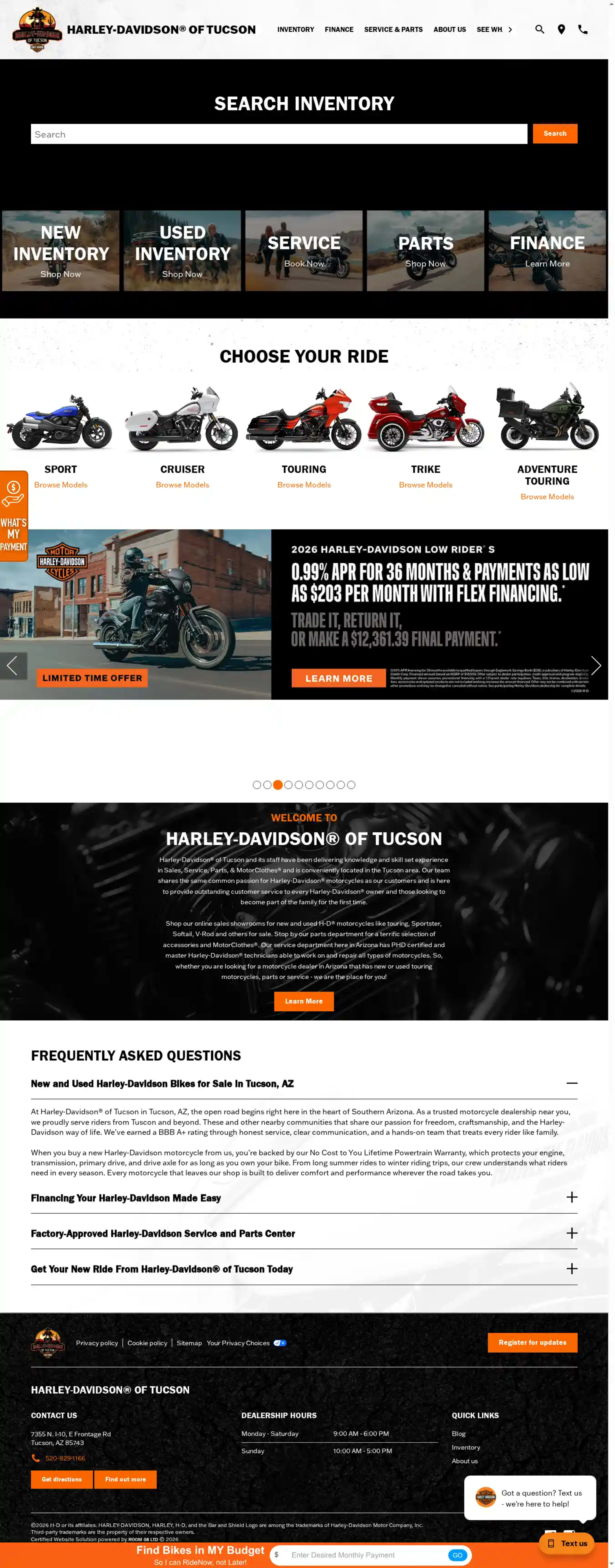 Screenshot of Saguaro Harley-Davidson