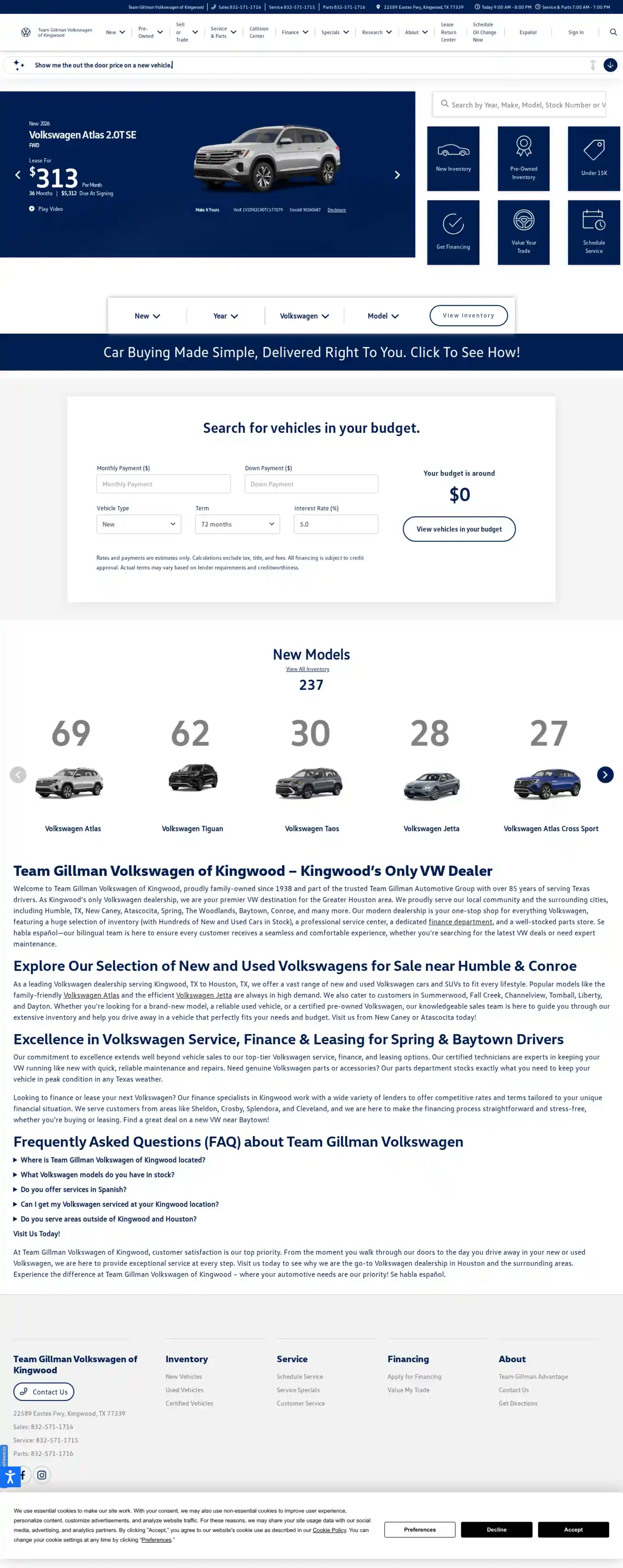 Screenshot of Team Gillman Volkswagen of Kingwood