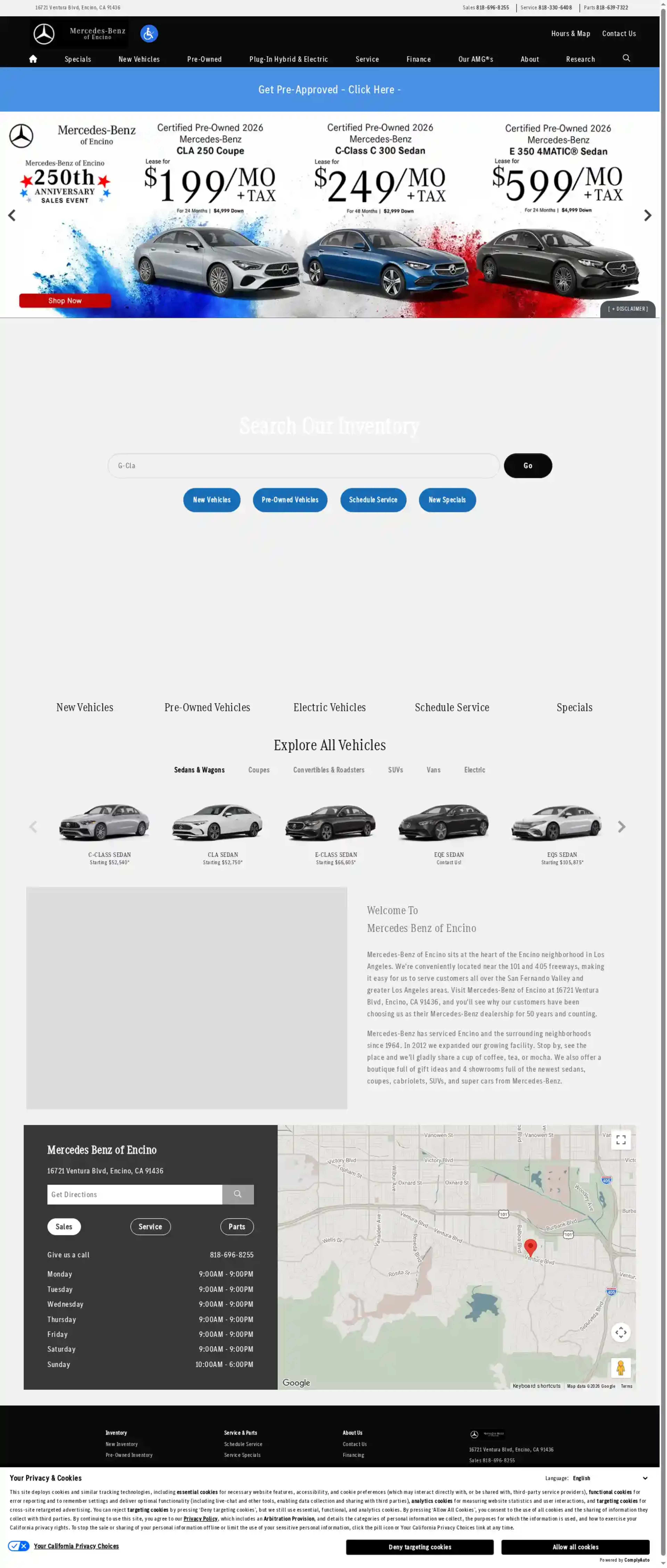 Screenshot of Mercedes Benz of Encino