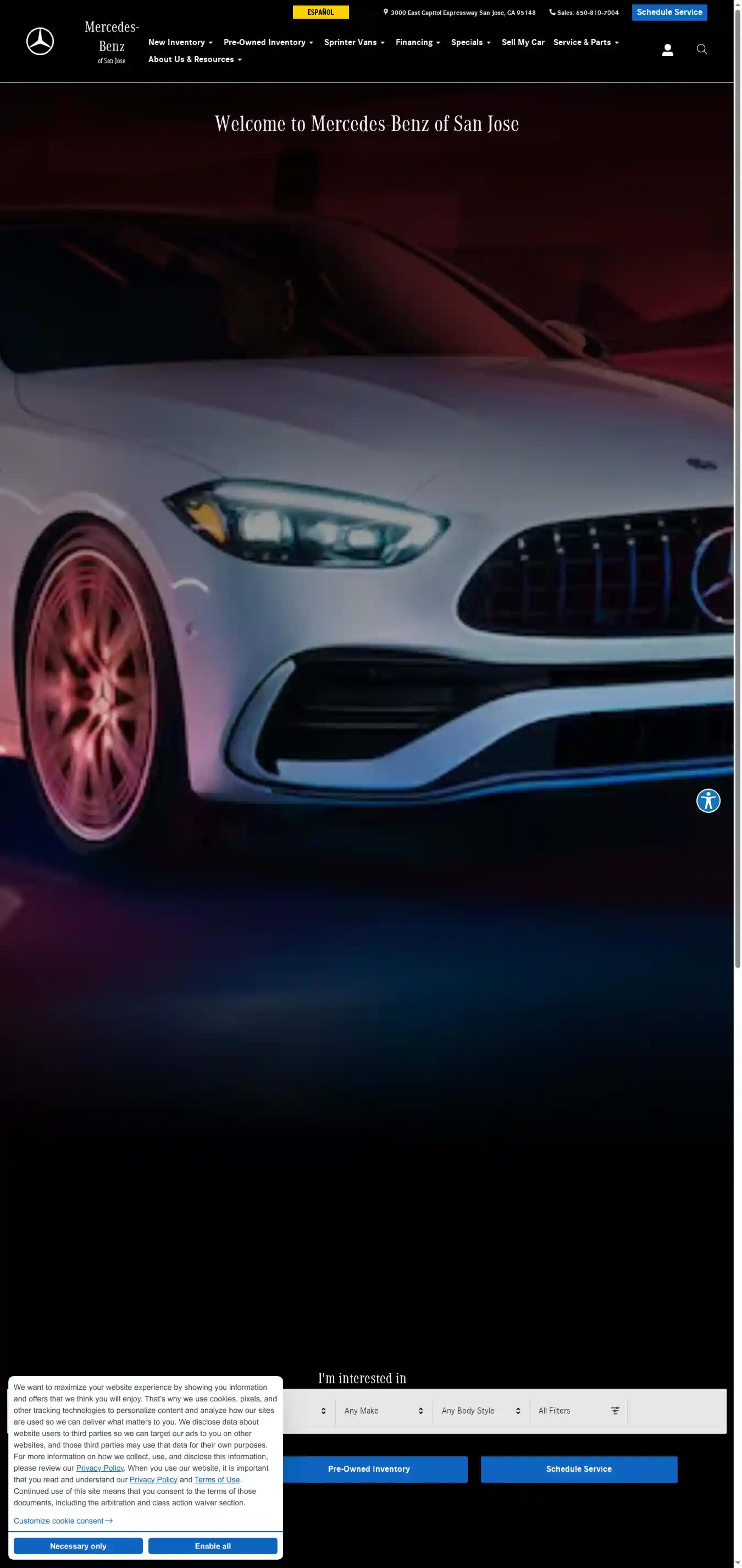 Screenshot of Mercedes-Benz of San Jose