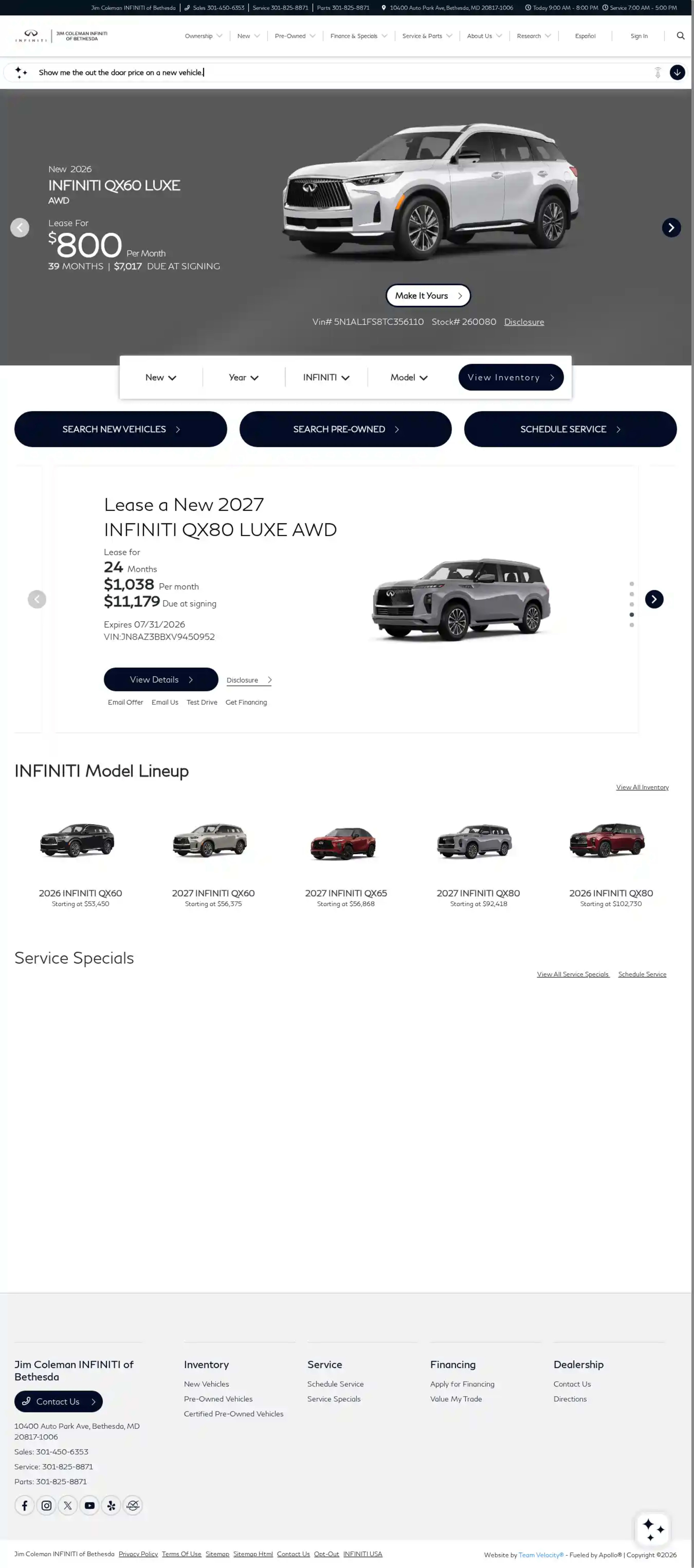 Screenshot of Jim Coleman INFINITI of Bethesda