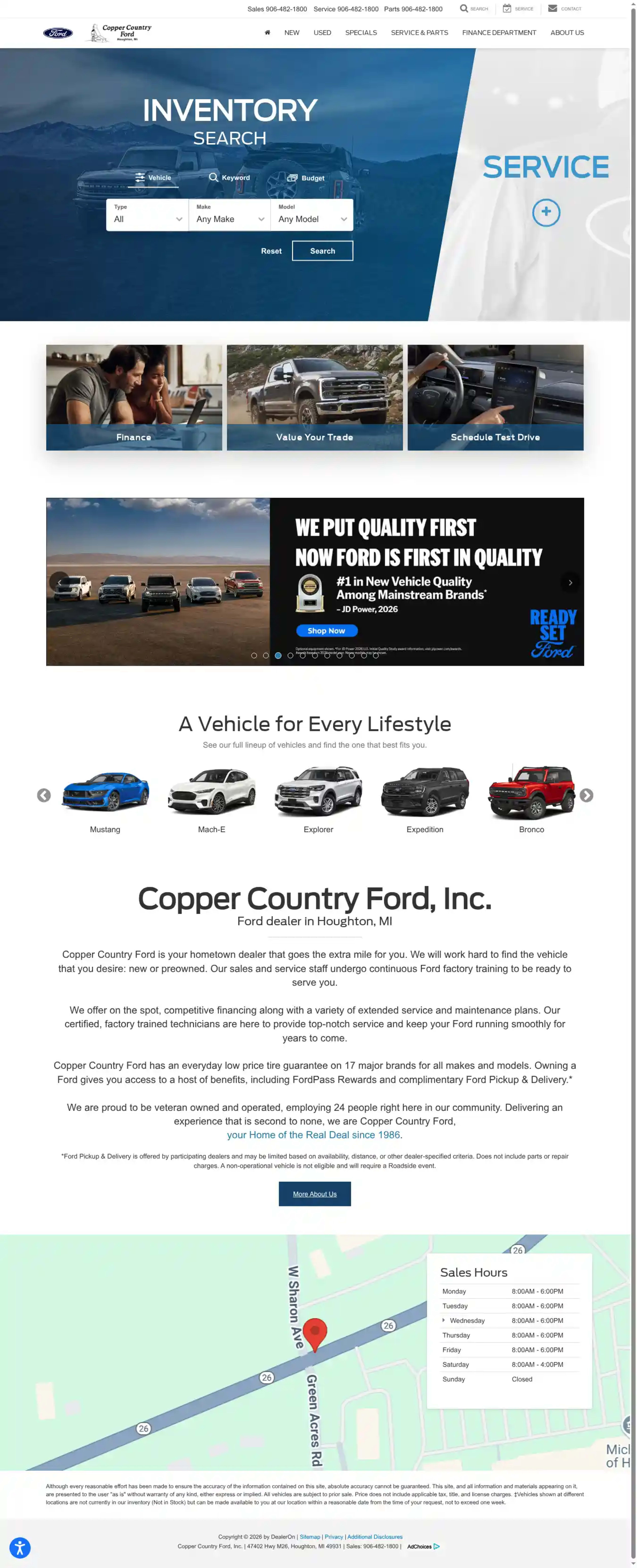 Screenshot of Copper Country Ford, Inc.