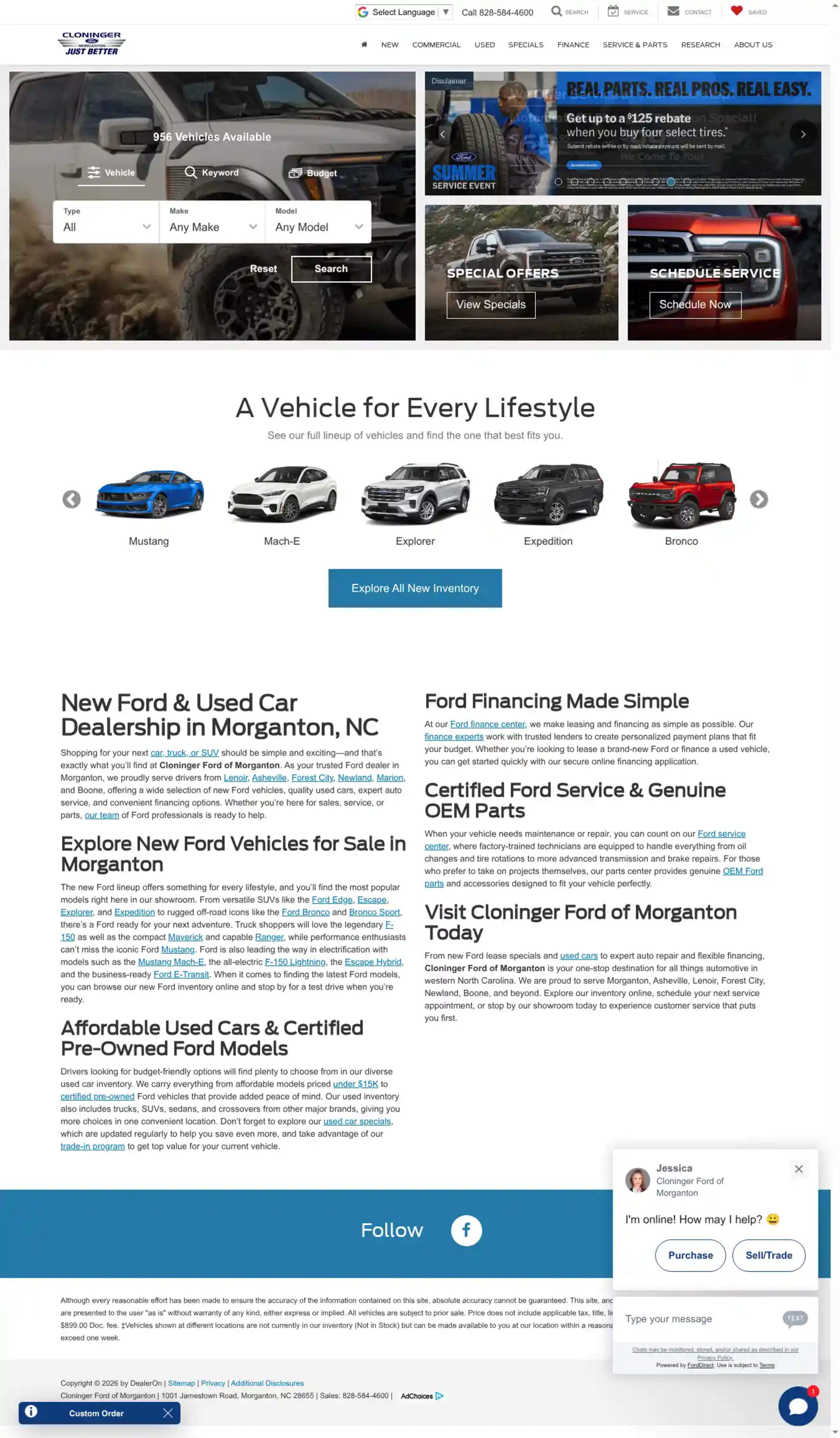 Screenshot of Cloninger Ford of Morganton