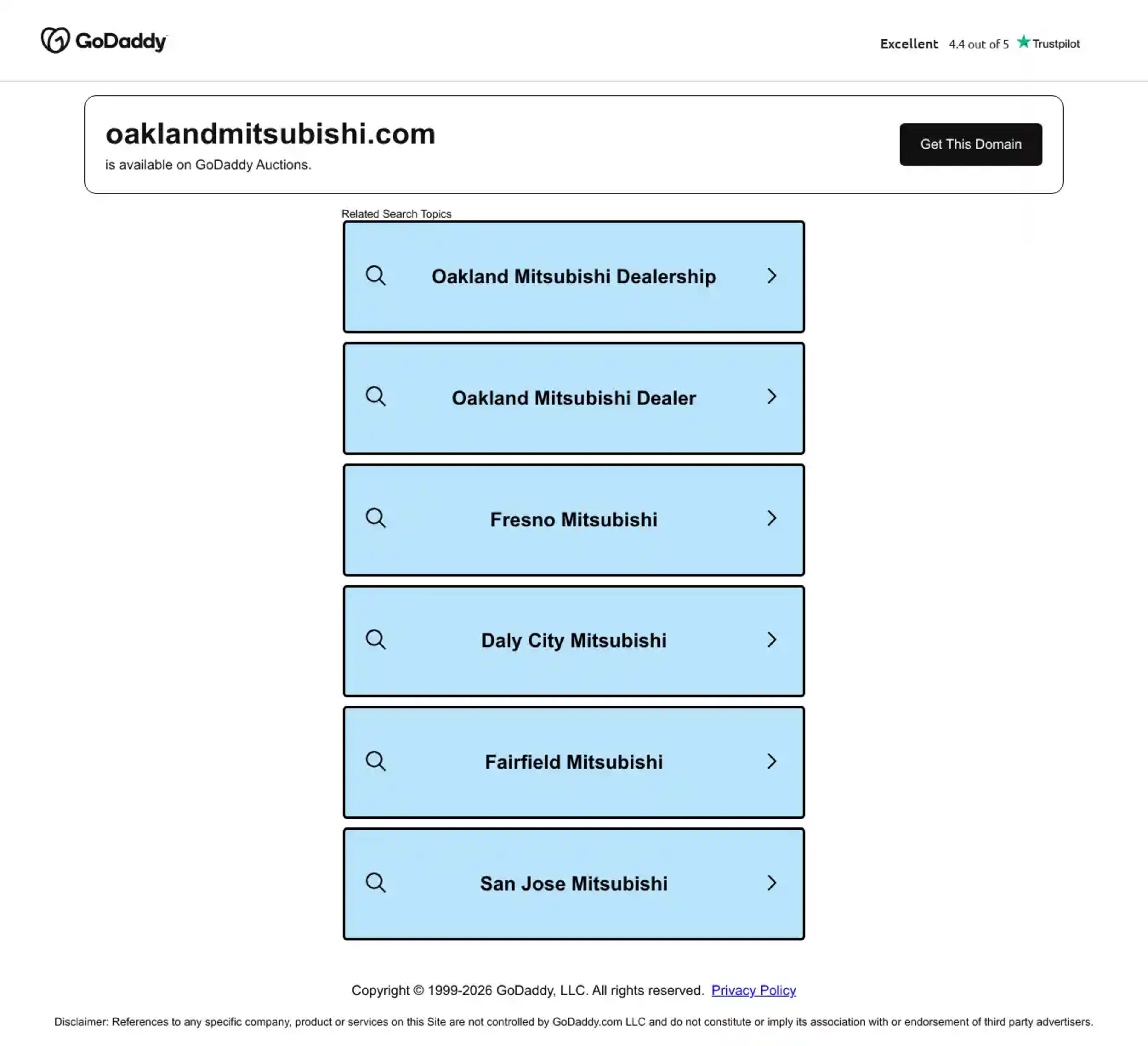 Screenshot of Oakland Mitsubishi