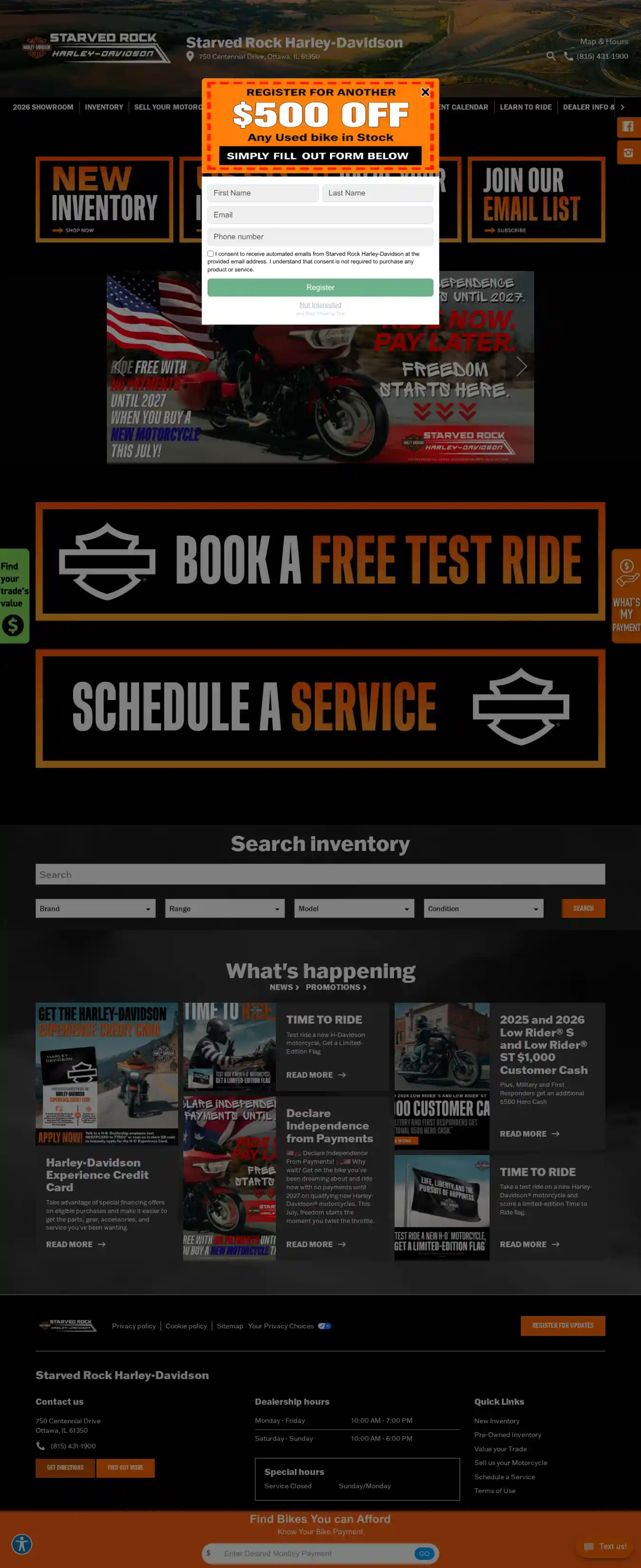 Screenshot of Starved Rock Harley-Davidson
