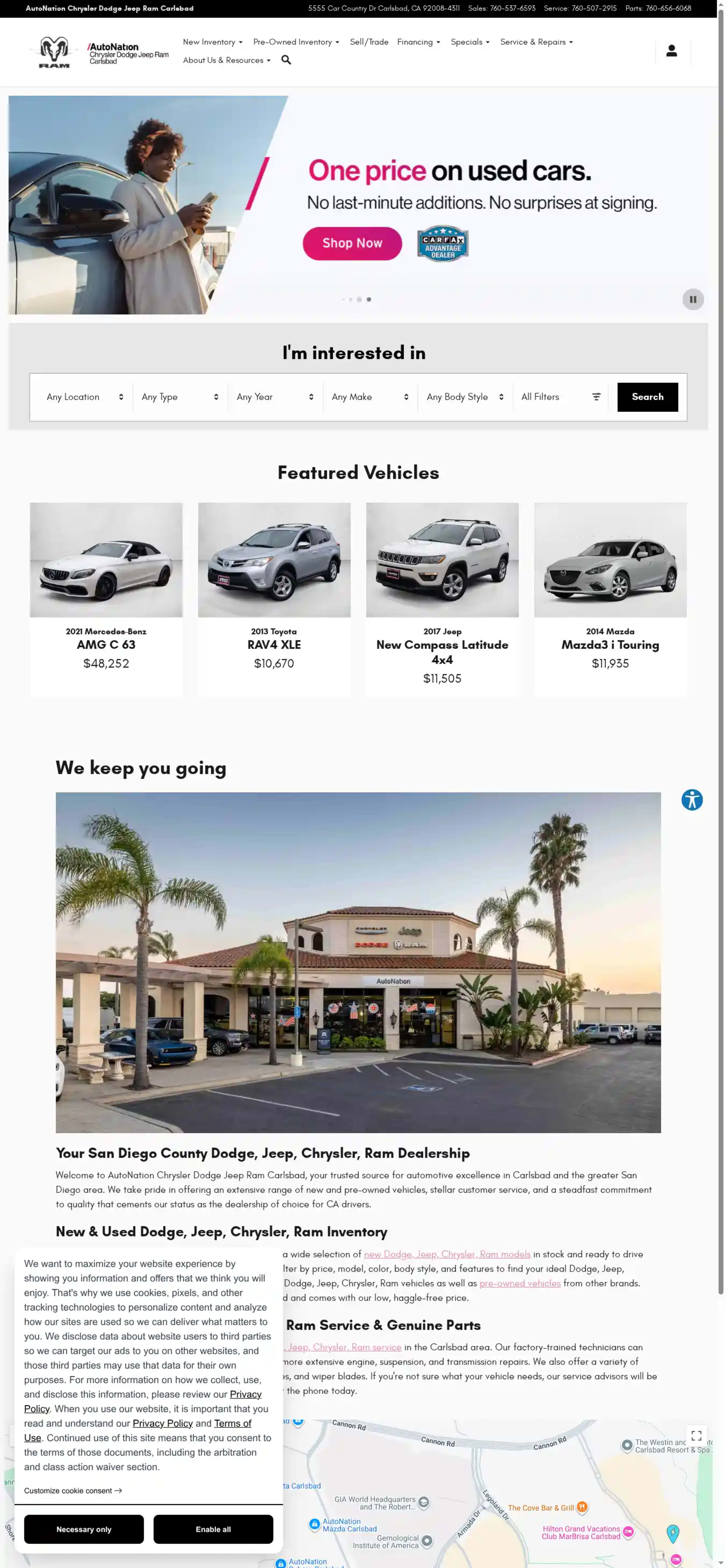 Screenshot of AutoNation Chrysler Dodge Jeep RAM Carlsbad