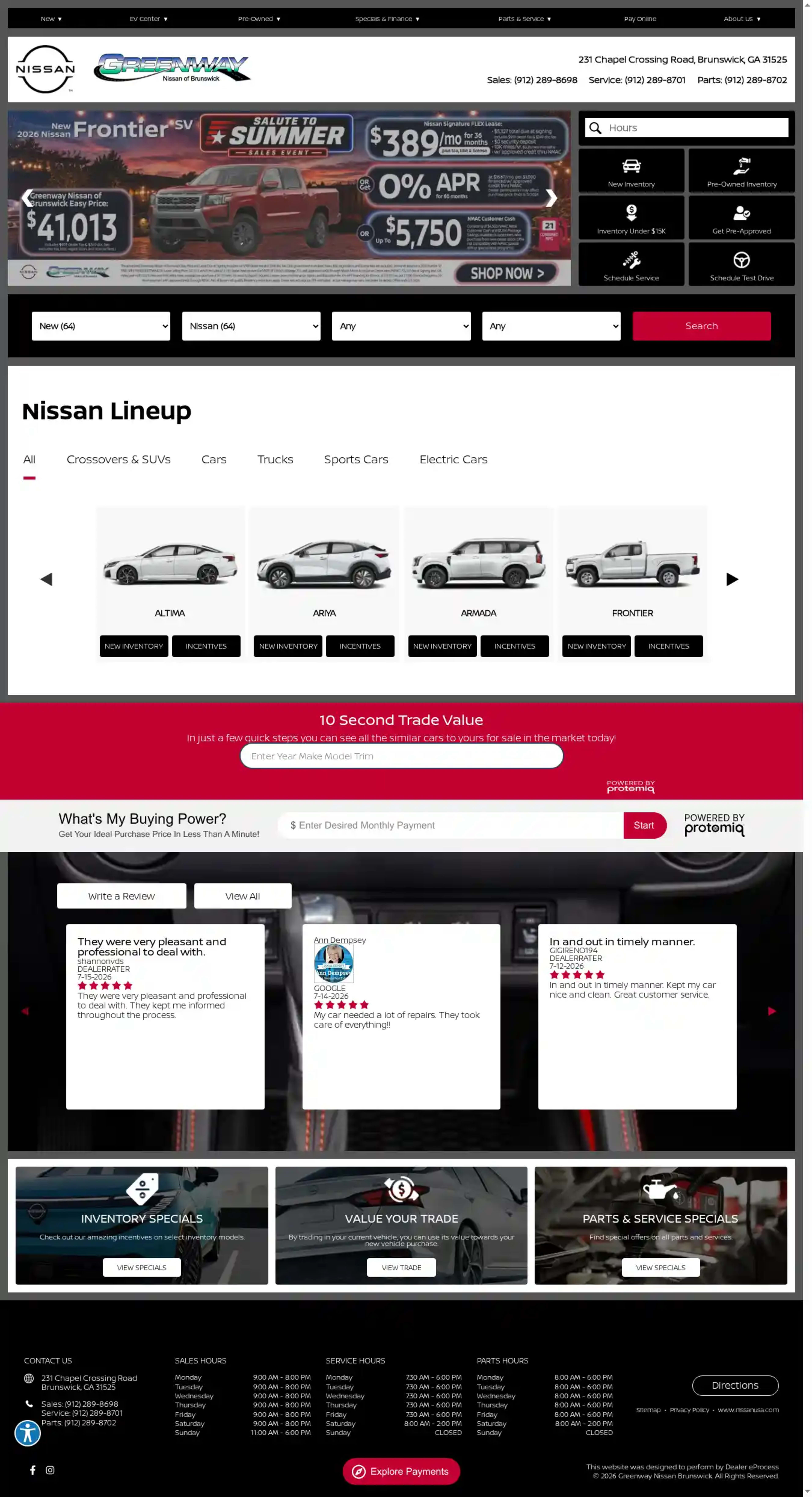Screenshot of Greenway Nissan of Brunswick