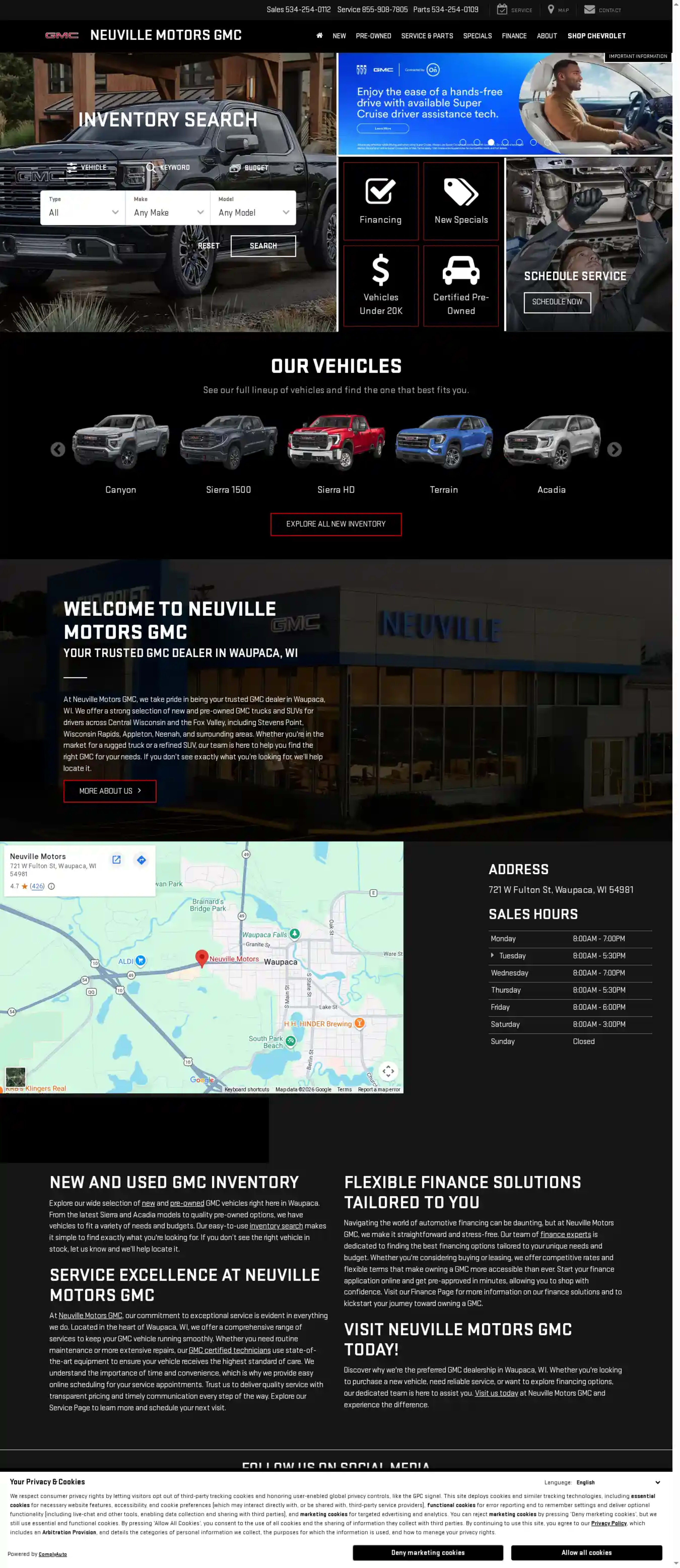 Screenshot of Neuville Motors GMC