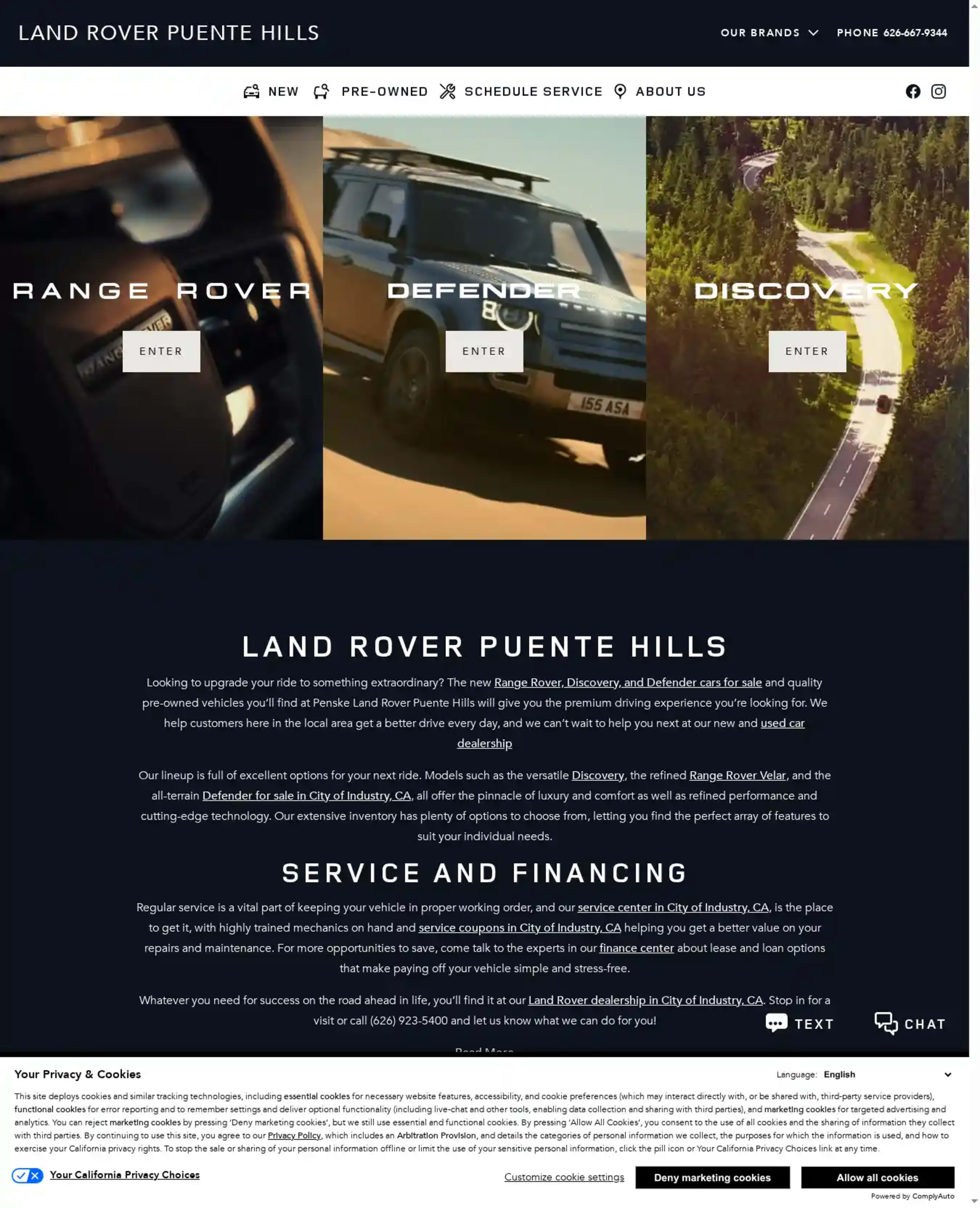 Screenshot of Land Rover Puente Hills