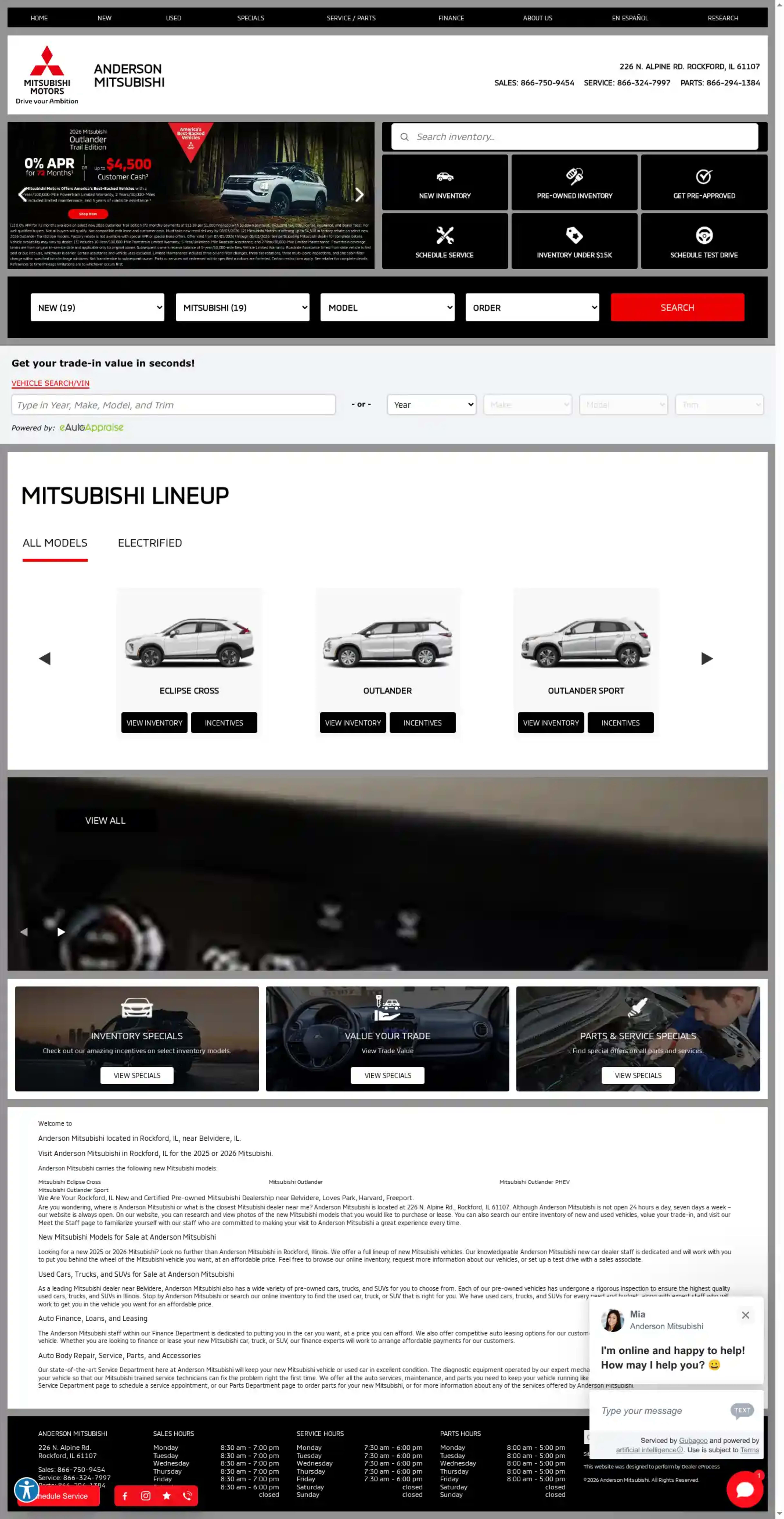 Screenshot of Anderson Mitsubishi