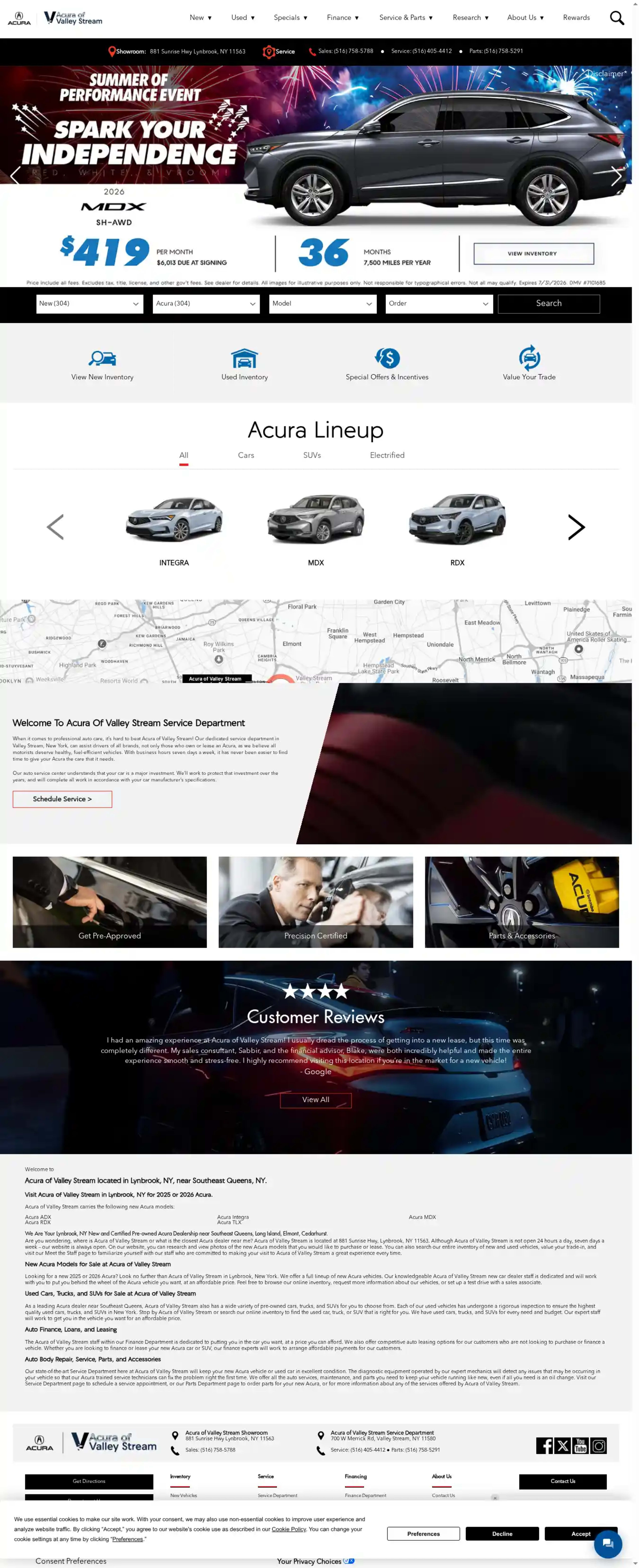 Screenshot of Acura of Valley Stream