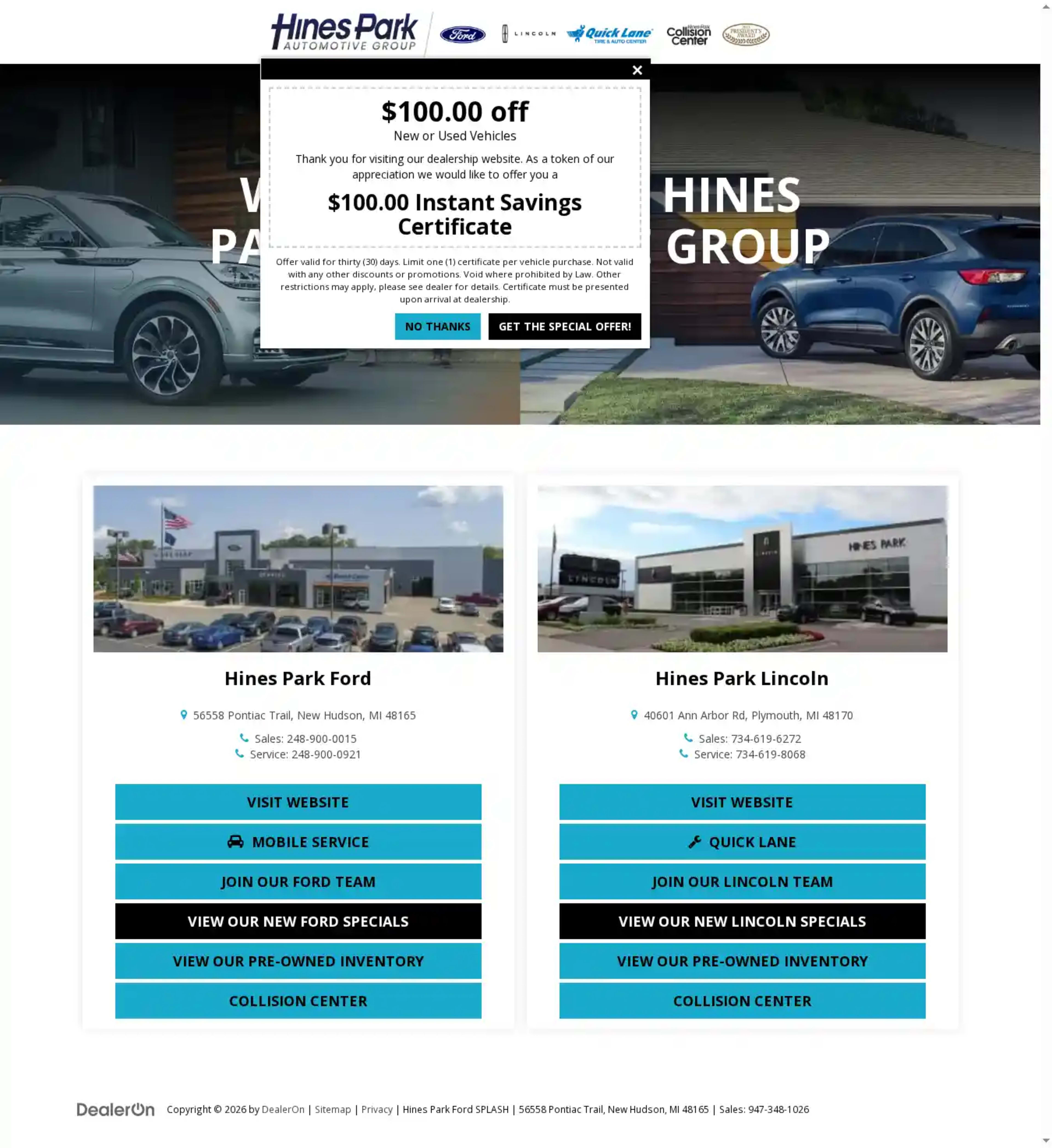 Screenshot of Hines Park Automotive