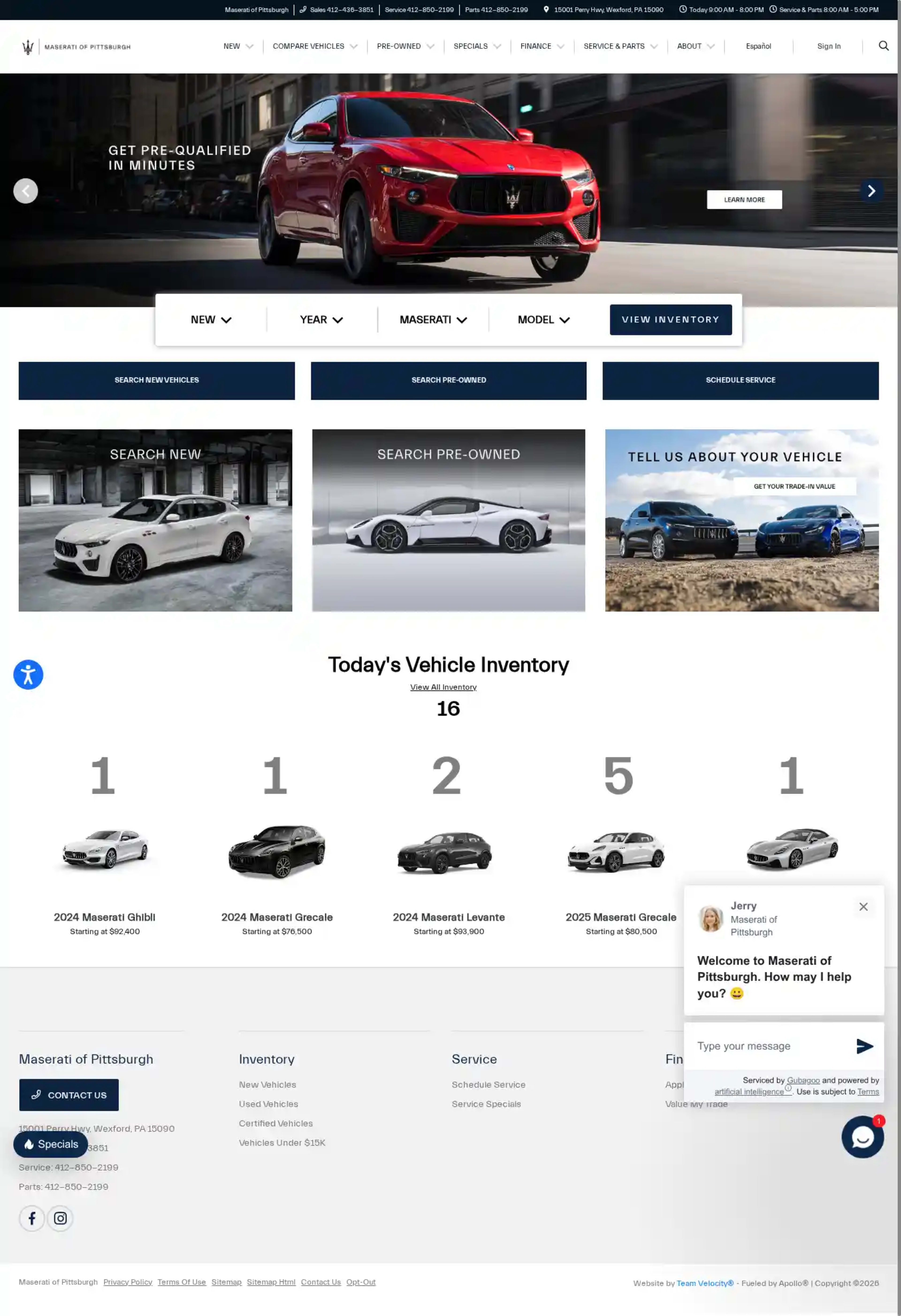 Screenshot of Maserati of Pittsburgh