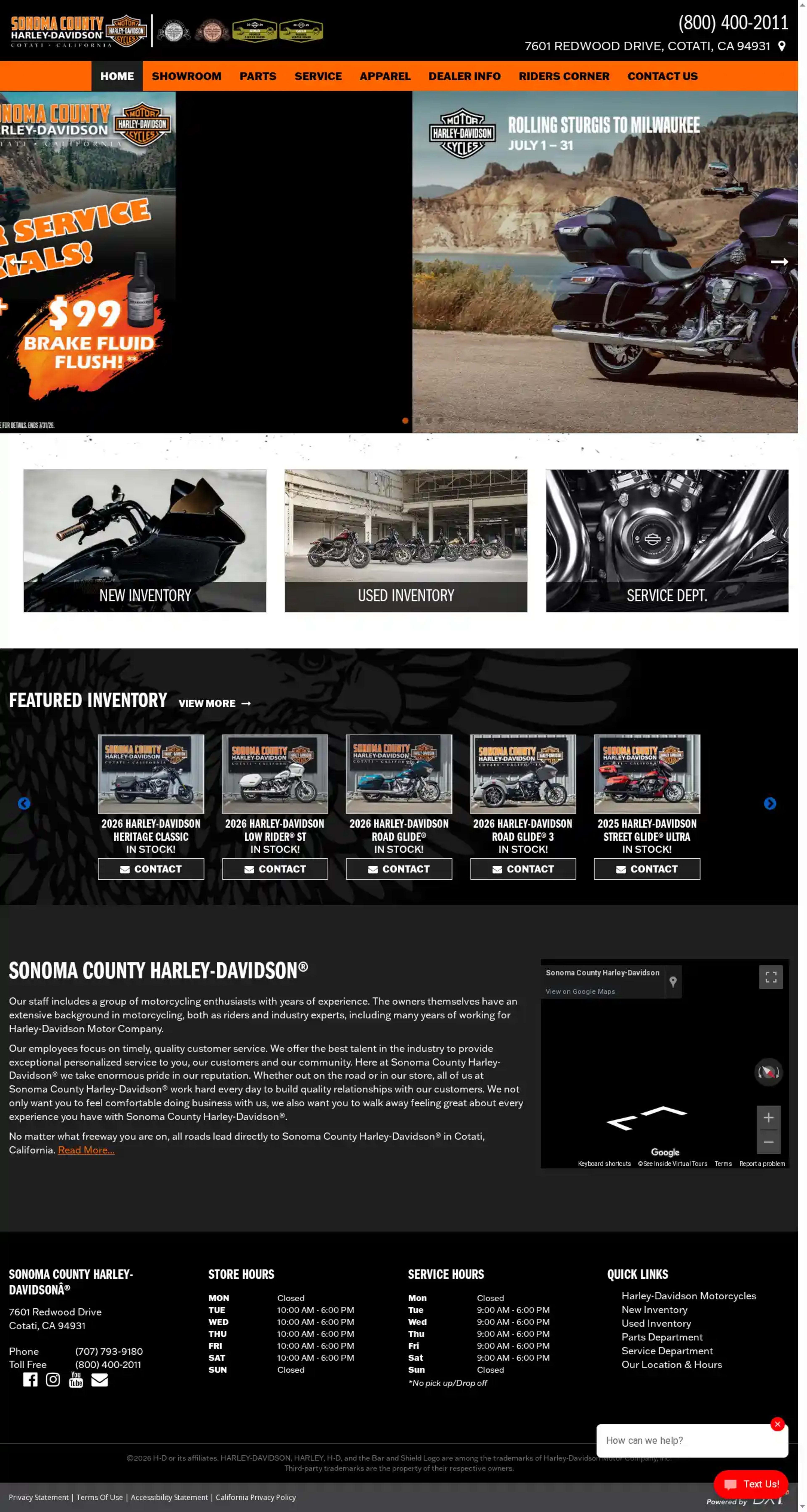 Screenshot of Sonoma County Harley-Davidson